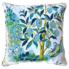 Used Custom Costal Schumacher “Citrus Garden” Throw Pillow