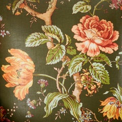 Custom Cotton Glazed Floral Chintz Upholstered His and Hers Lounge Chairs