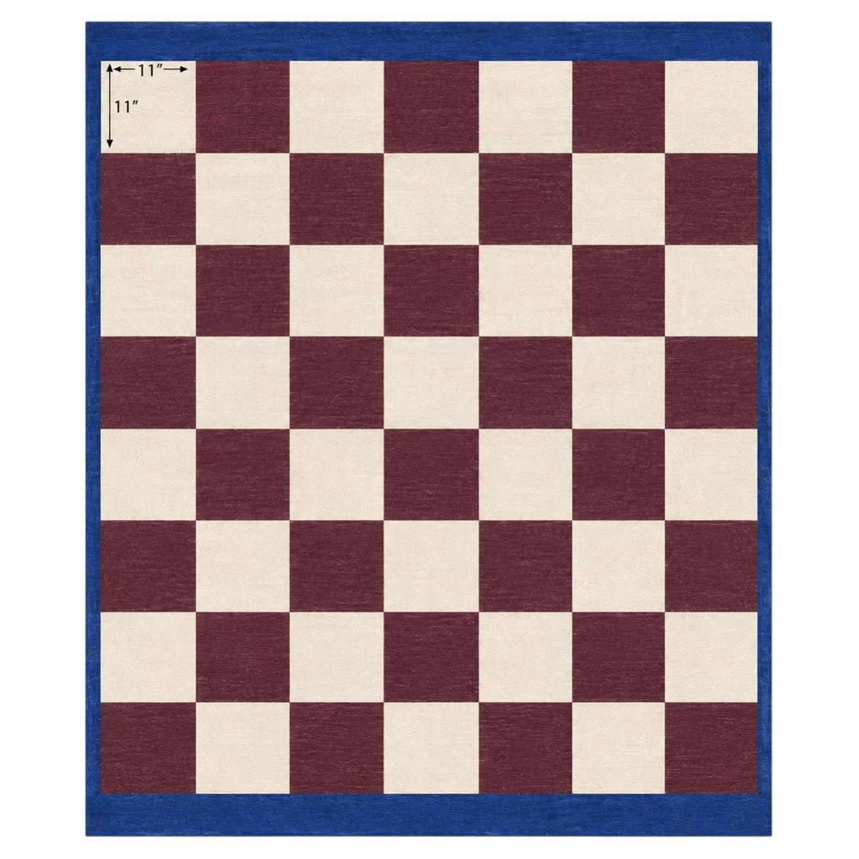 Custom Cotton Handmade Checkerboard Brown, Cream Rug for Mel in Size 7x7.5 feet