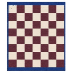 Custom Cotton Handmade Checkerboard Brown, Cream Rug for Mel in Size 7x7.5 feet