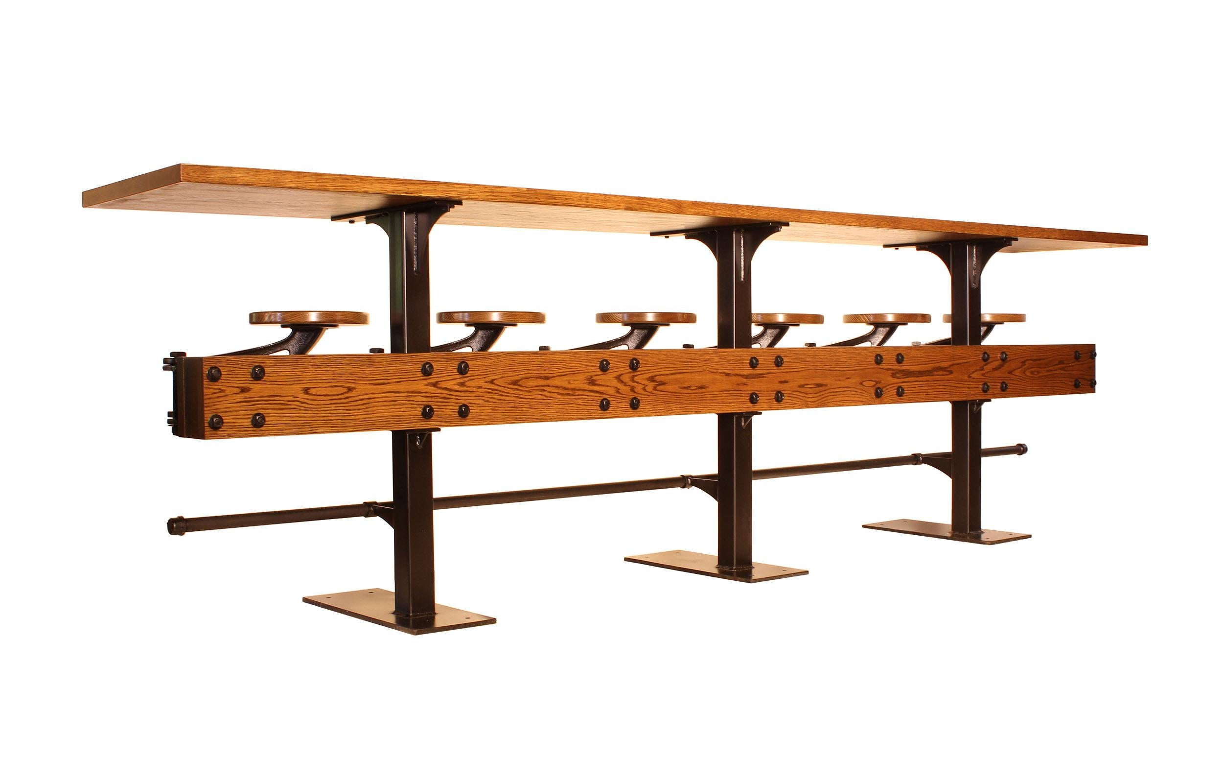 Table de bar/table de pub à comptoir personnalisée avec sièges pivotants attachés, fabriquée sur mesure en vente 4