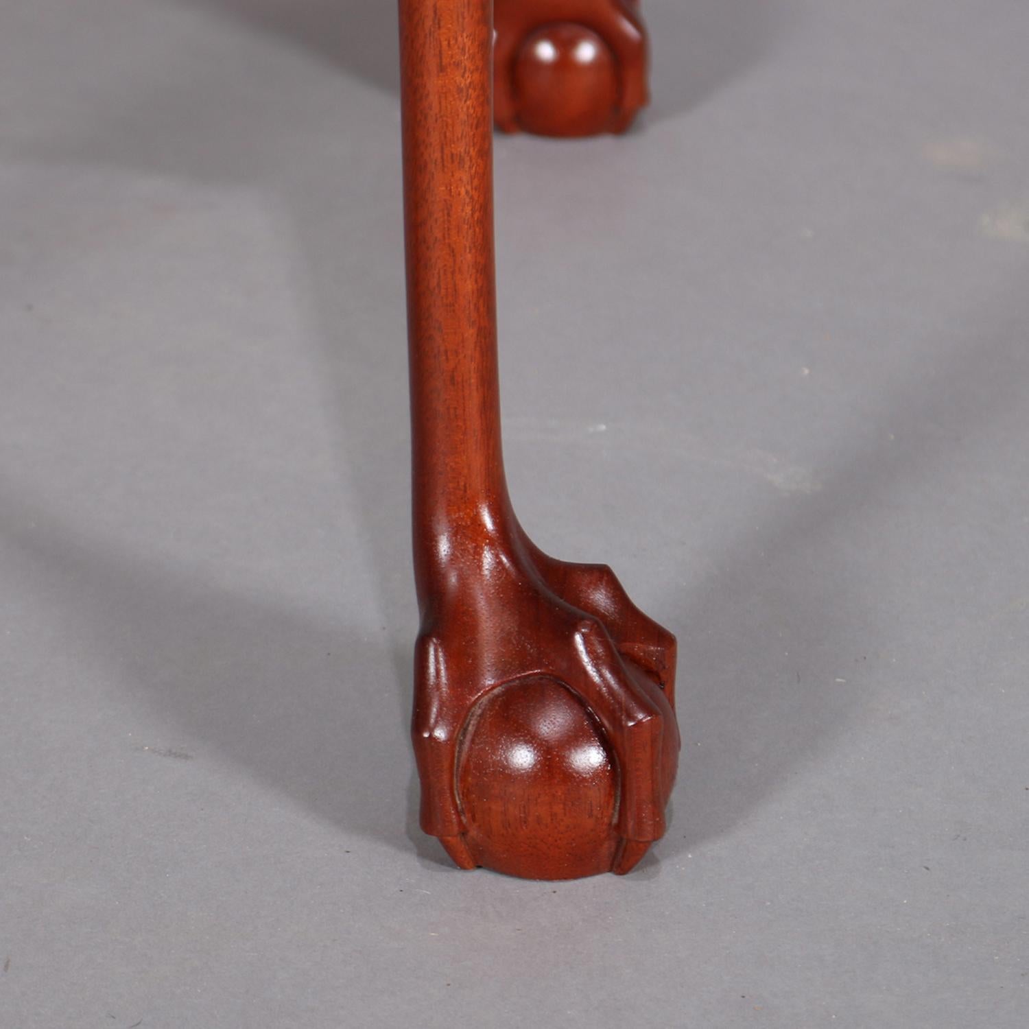 Custom Crafted Chippendale Carved Mahogany Claw & Ball End Stand, 20th Century In Good Condition In Big Flats, NY