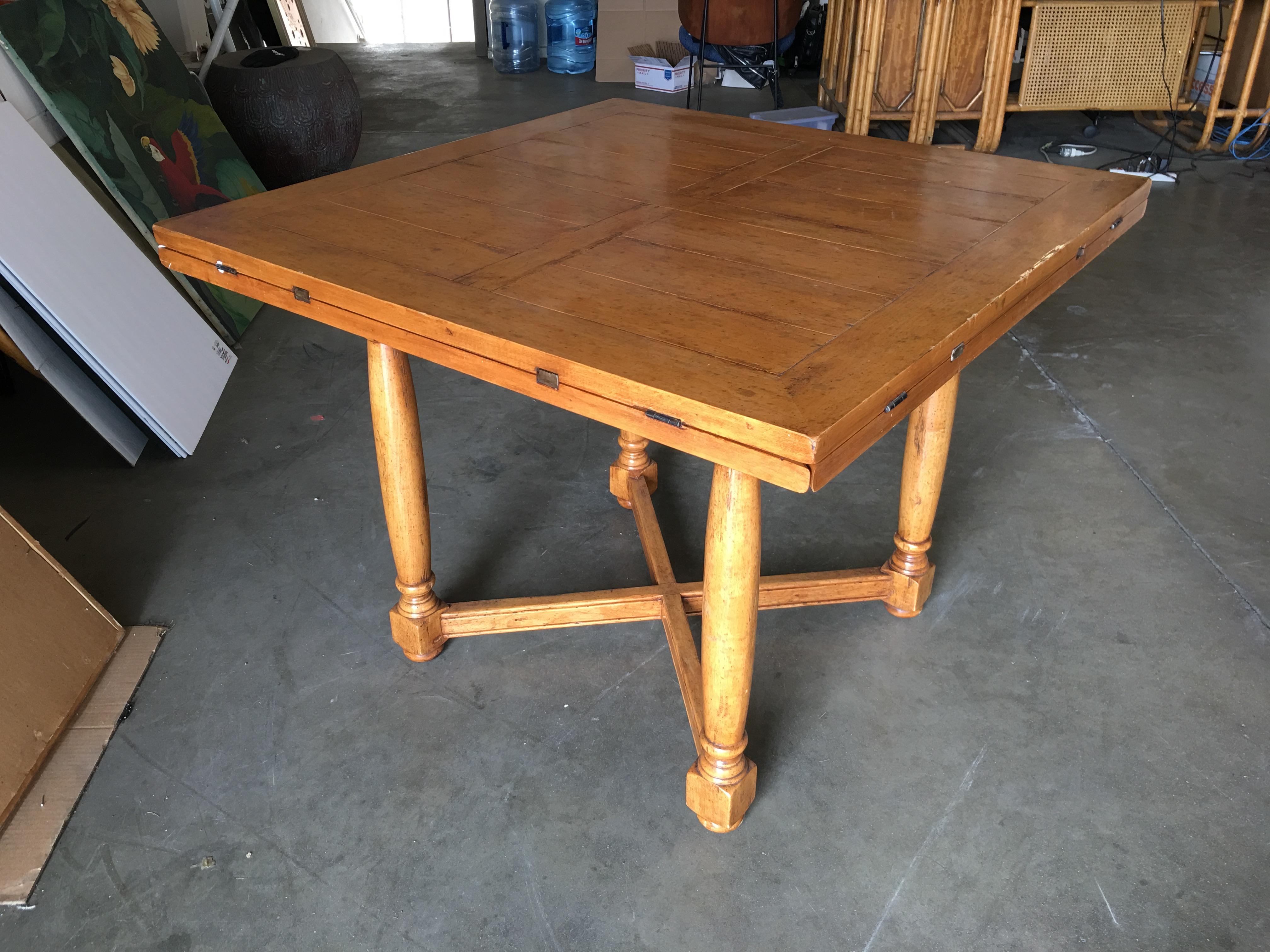 Custom Crafted Oak Drop-Leaf Gate Leg Dining/Game Table 1