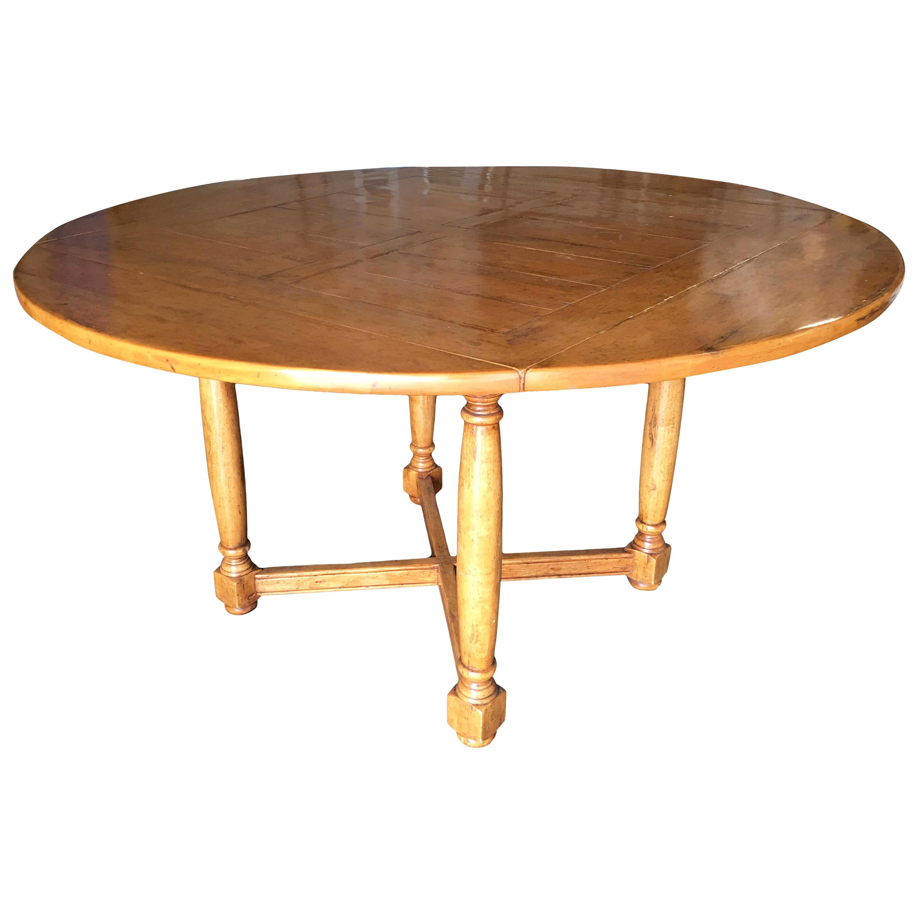 Custom Crafted Oak Drop-Leaf Gate Leg Dining/Game Table