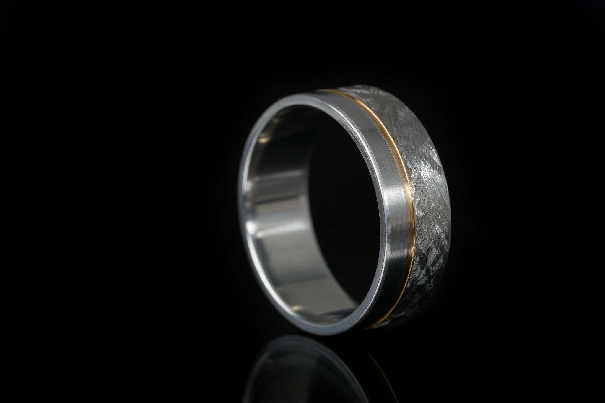 For Sale:  Custom Crafted Titanium Wedding Ring with Choice of 14k Offset Gold Inlay 2