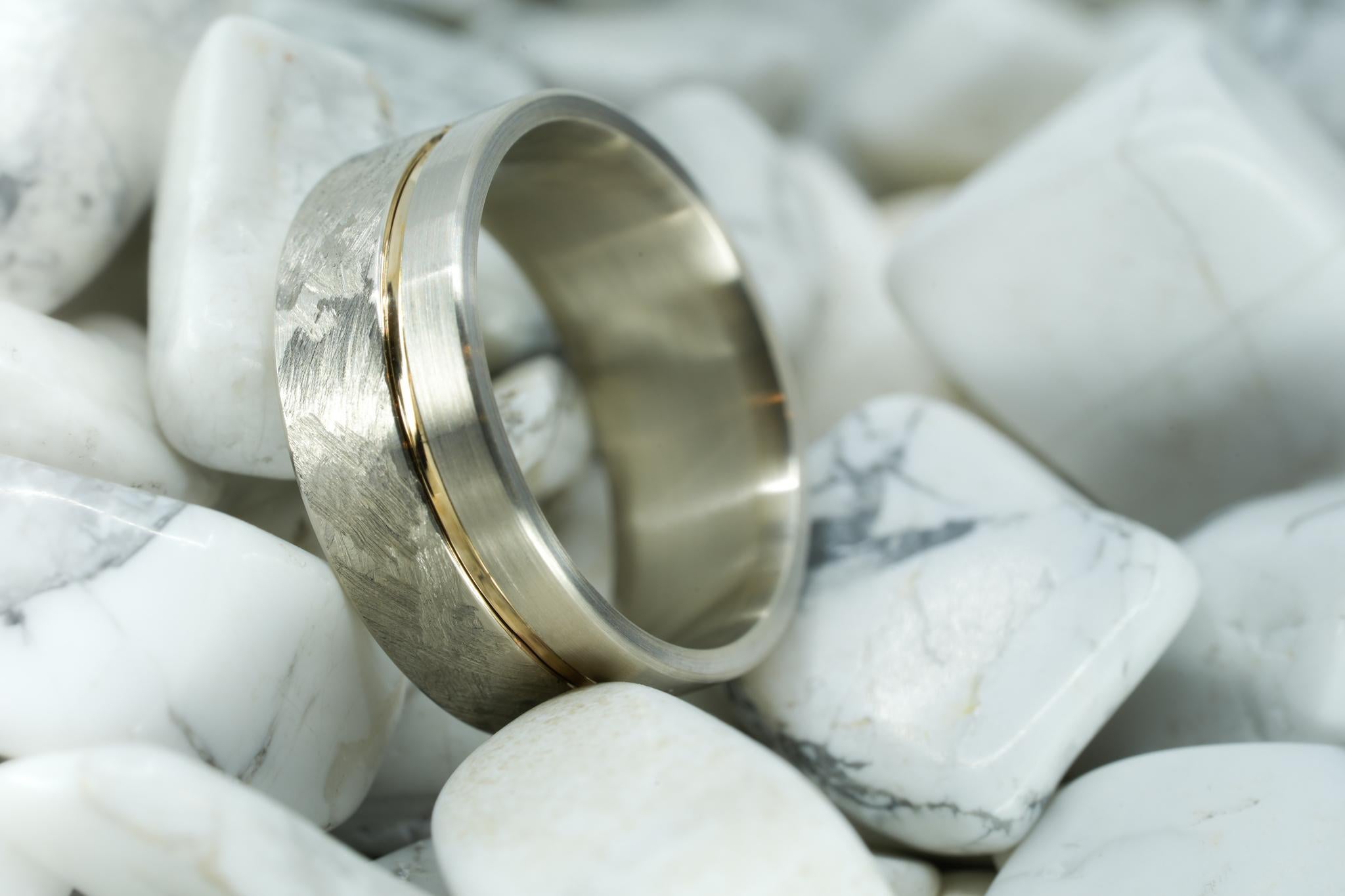 For Sale:  Custom Crafted Titanium Wedding Ring with Choice of 14k Offset Gold Inlay 3