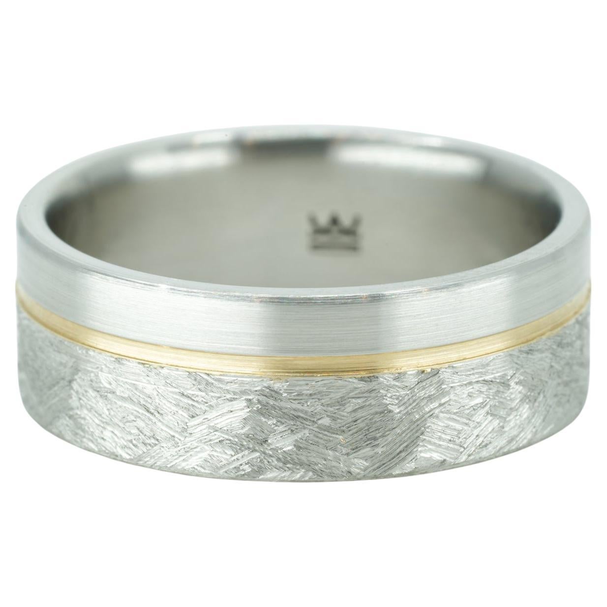 For Sale:  Custom Crafted Titanium Wedding Ring with Choice of 14k Offset Gold Inlay