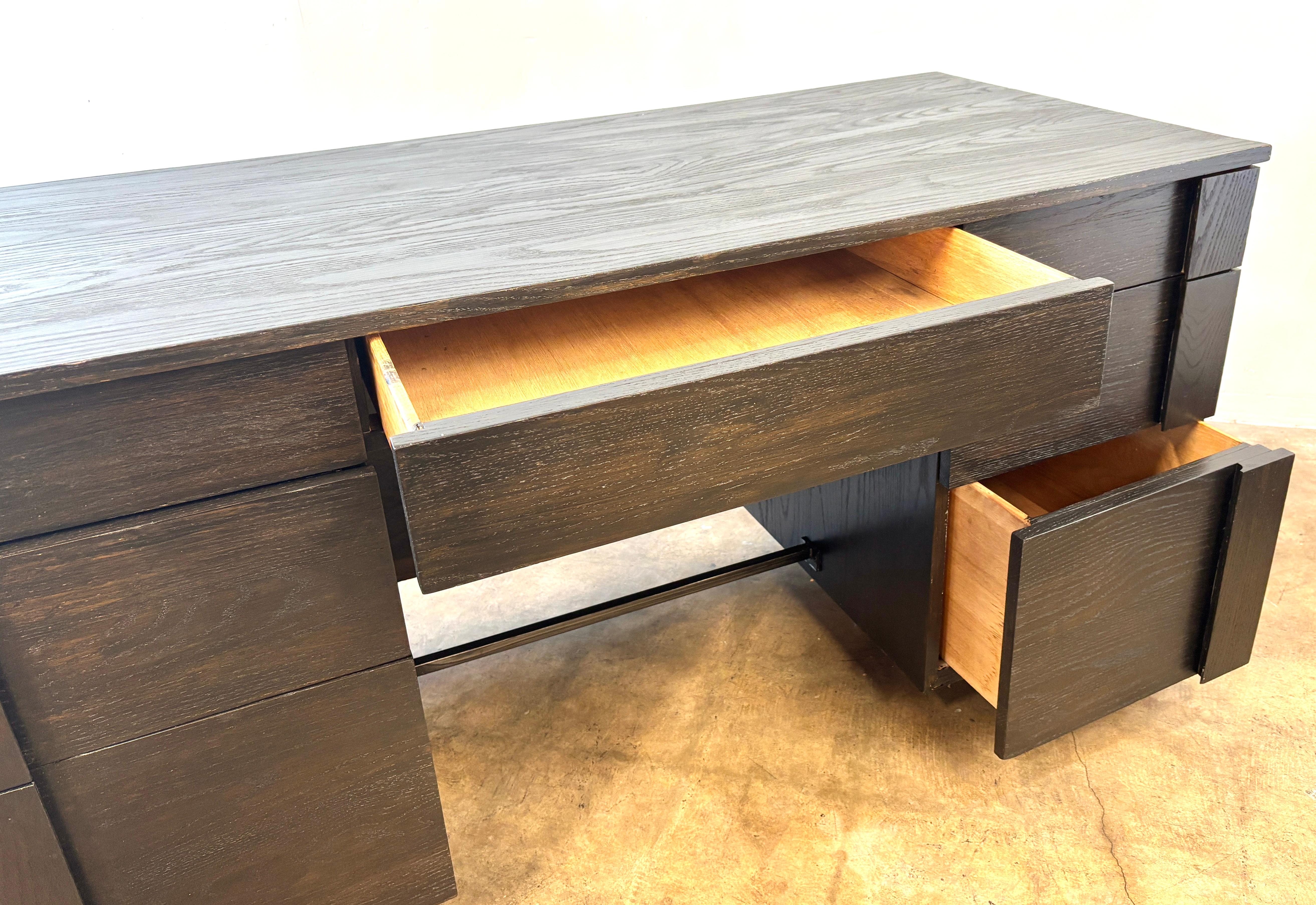 North American Custom Craftsman Style Oak Desk - Ebonized For Sale