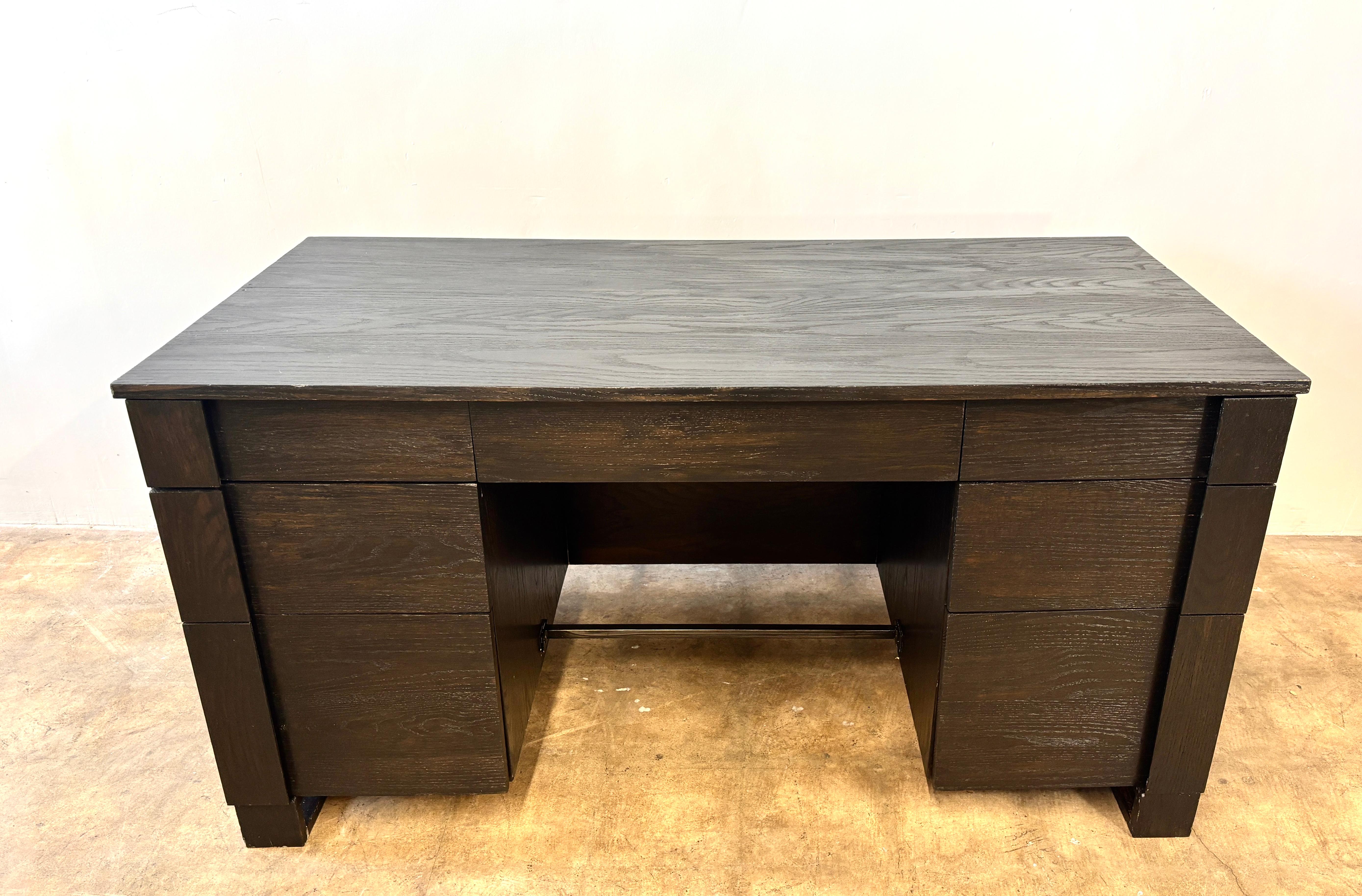 Custom Craftsman Style Oak Desk - Ebonized For Sale 1