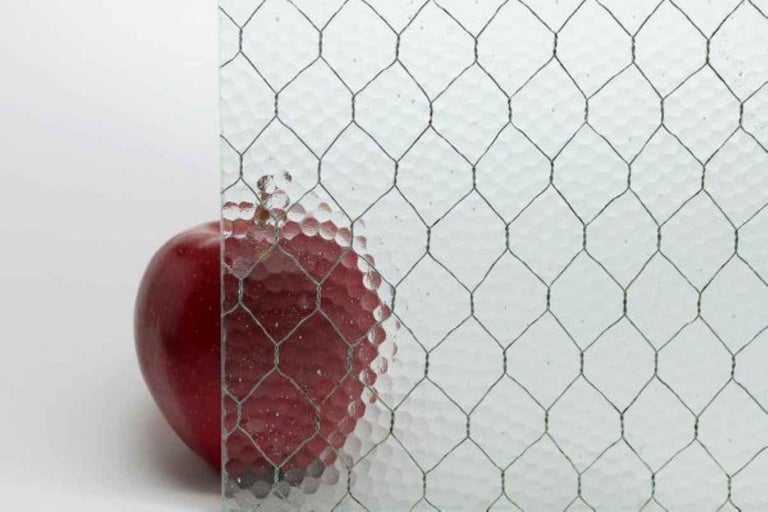 American Custom Crder 1920s 'Pebbled' Vintage Chicken Wire Glass For Sale