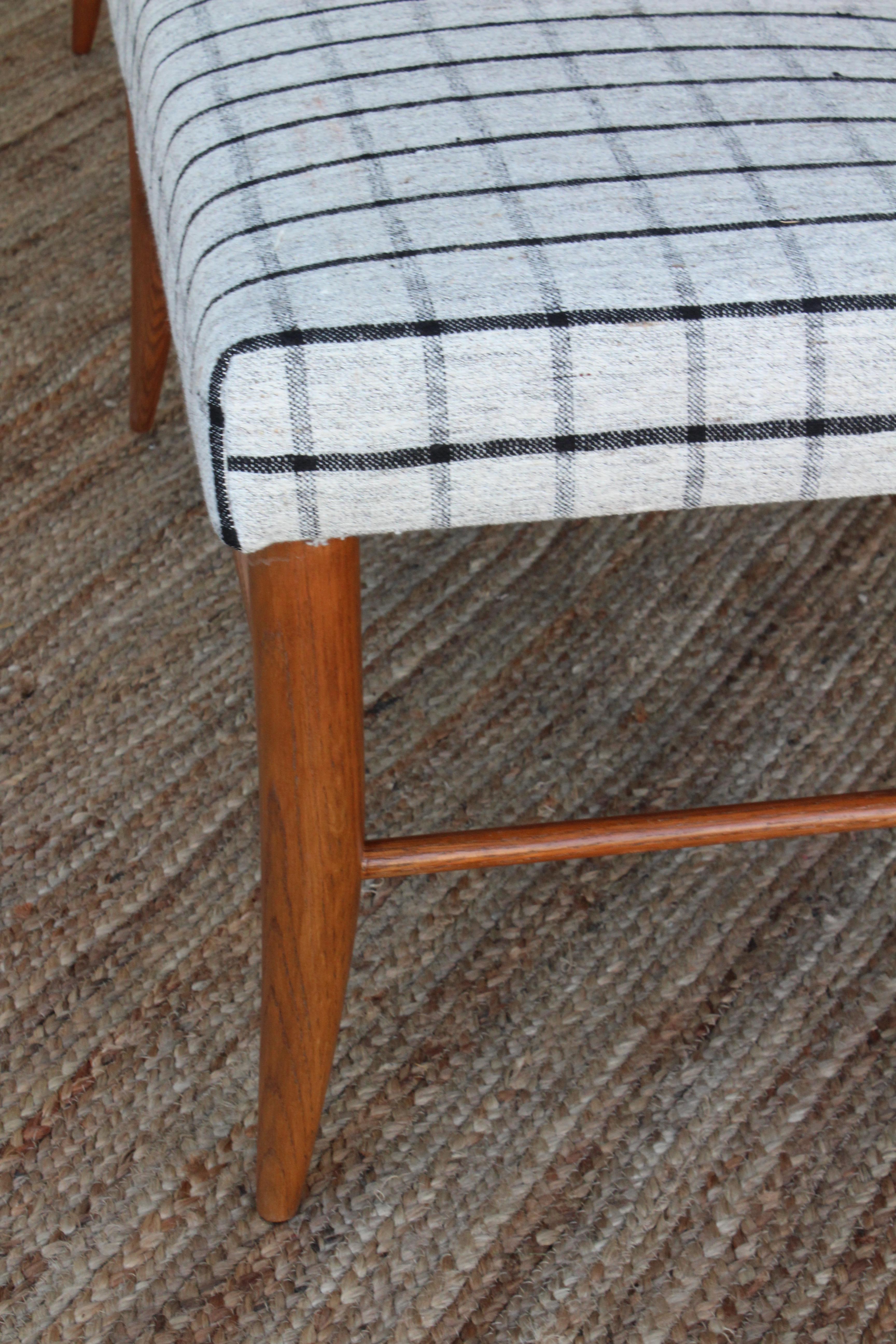 Custom Croft Bench in Oak Upholstered in a Vintage Wool Textile 5