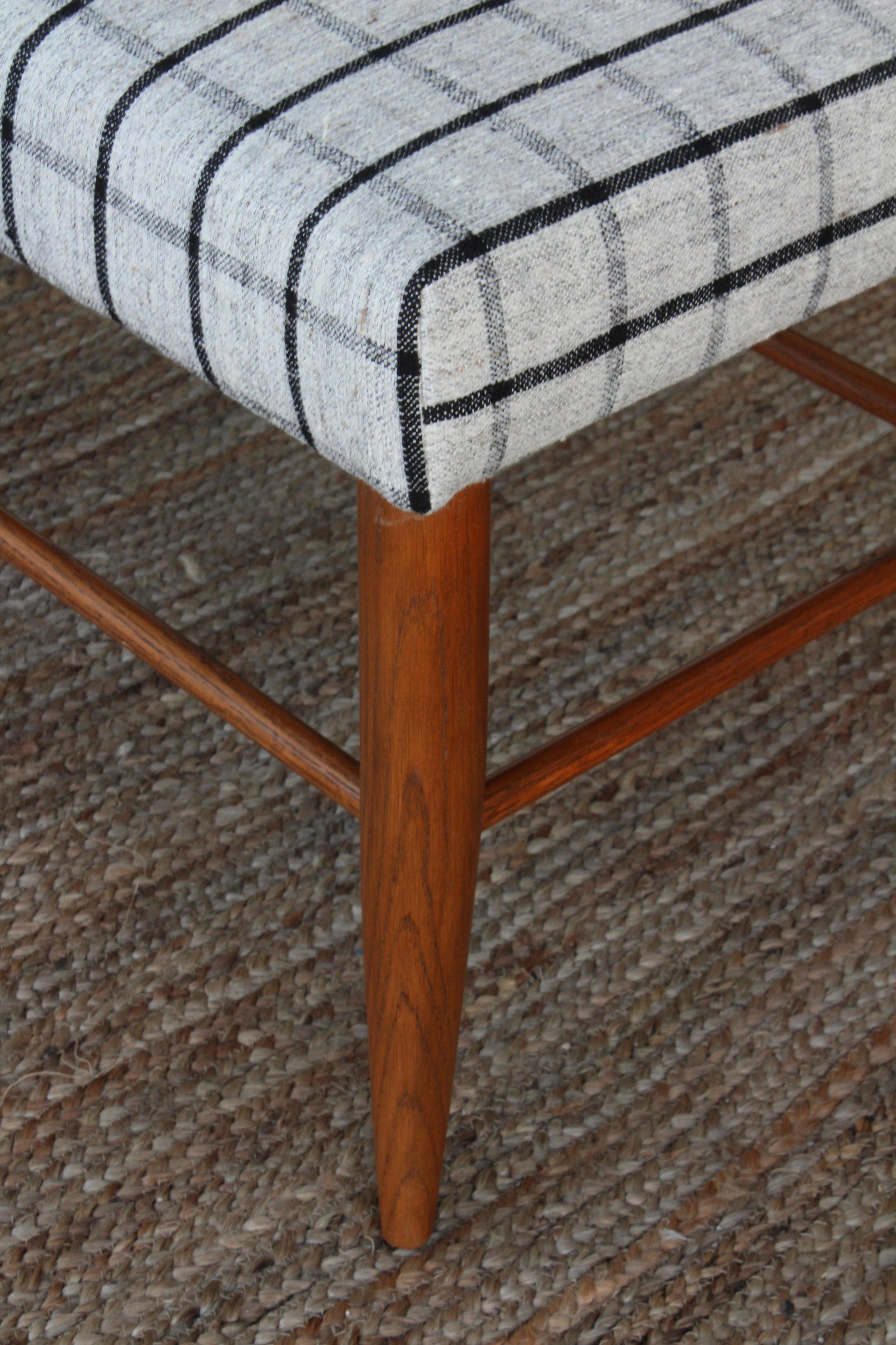 Custom Croft Bench in Oak Upholstered in a Vintage Wool Textile 1