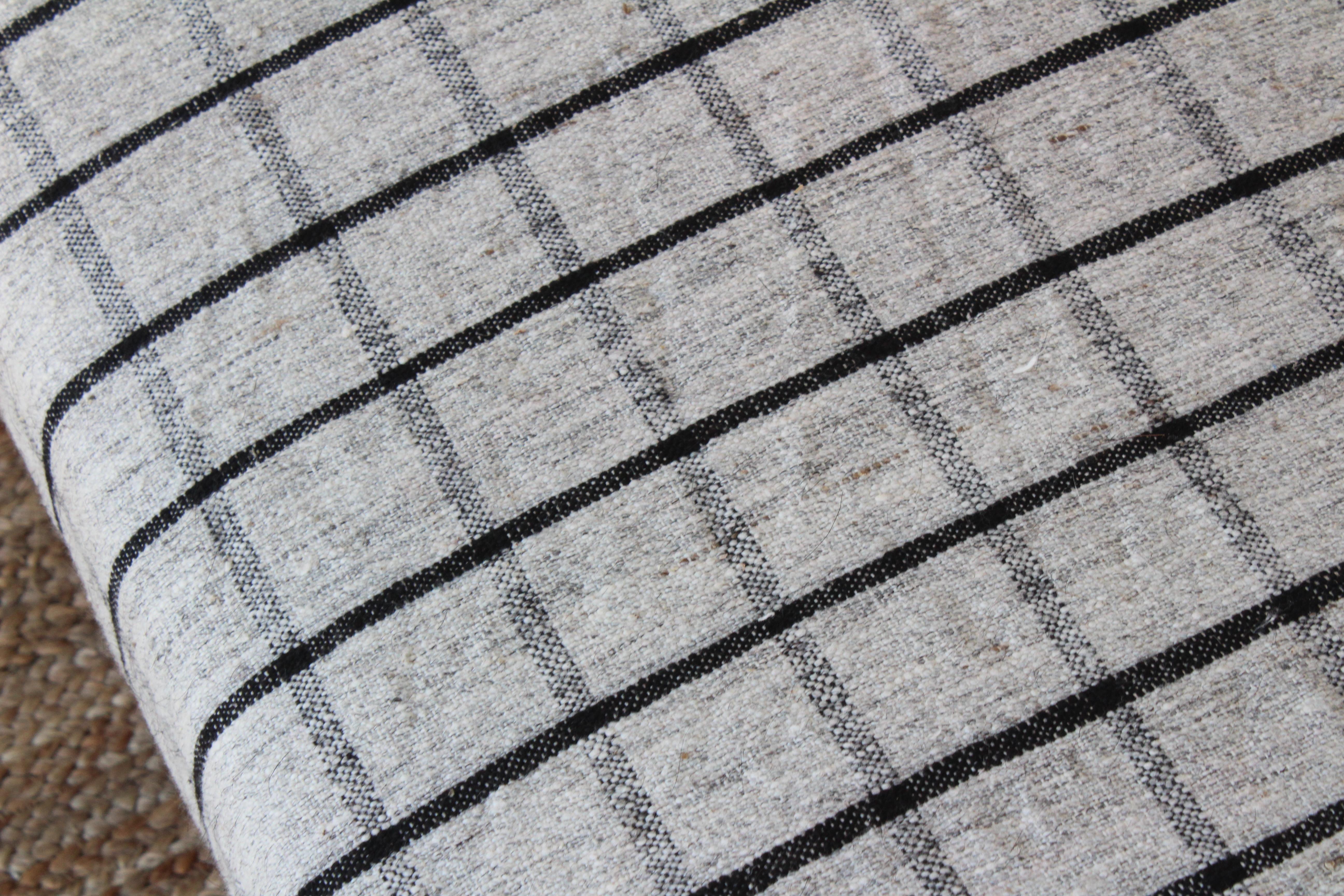 Custom Croft Bench in Oak Upholstered in a Vintage Wool Textile 3