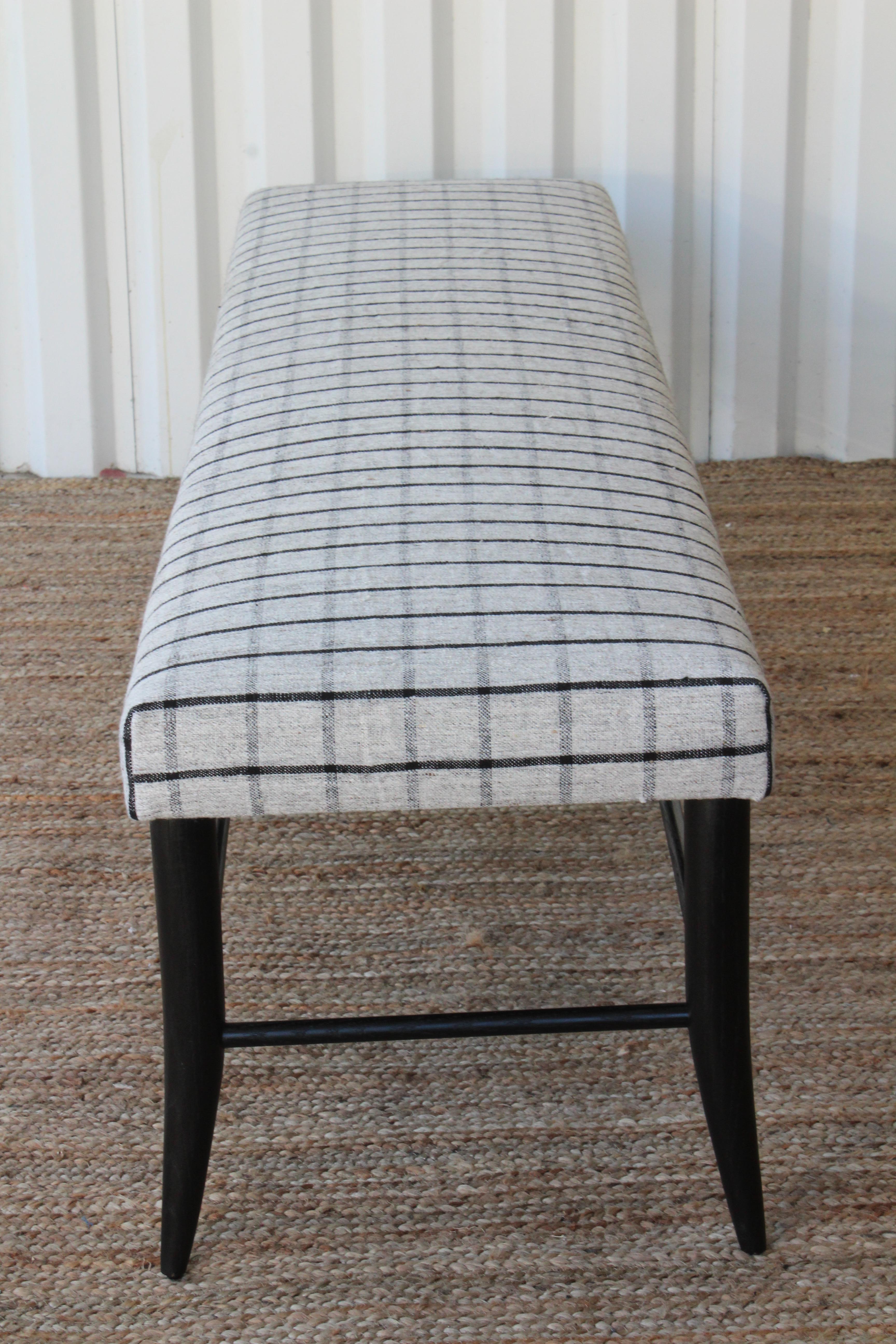 Custom Croft Bench Upholstered in a Vintage Wool Textile 5