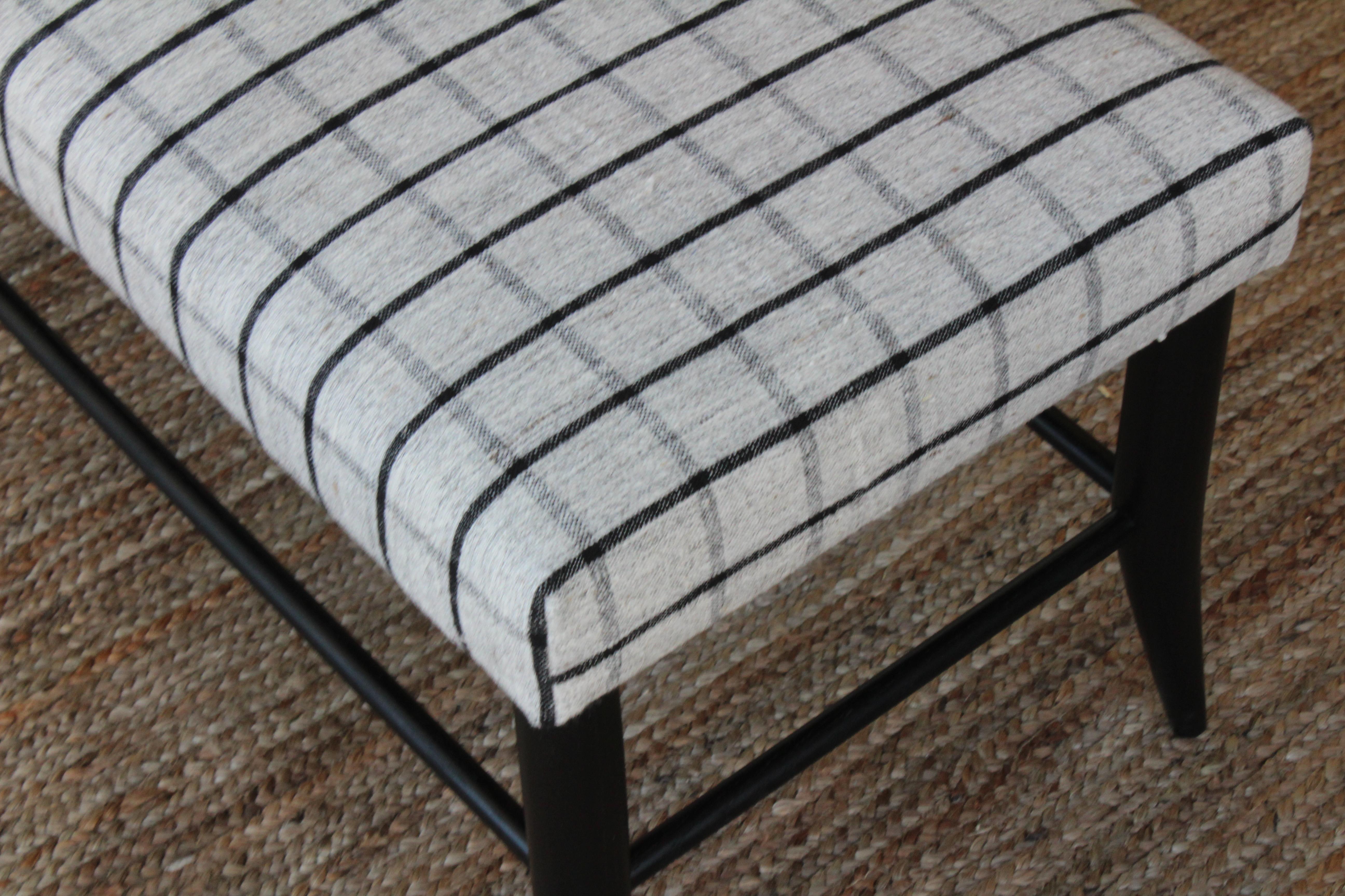 Custom Croft Bench Upholstered in a Vintage Wool Textile 6