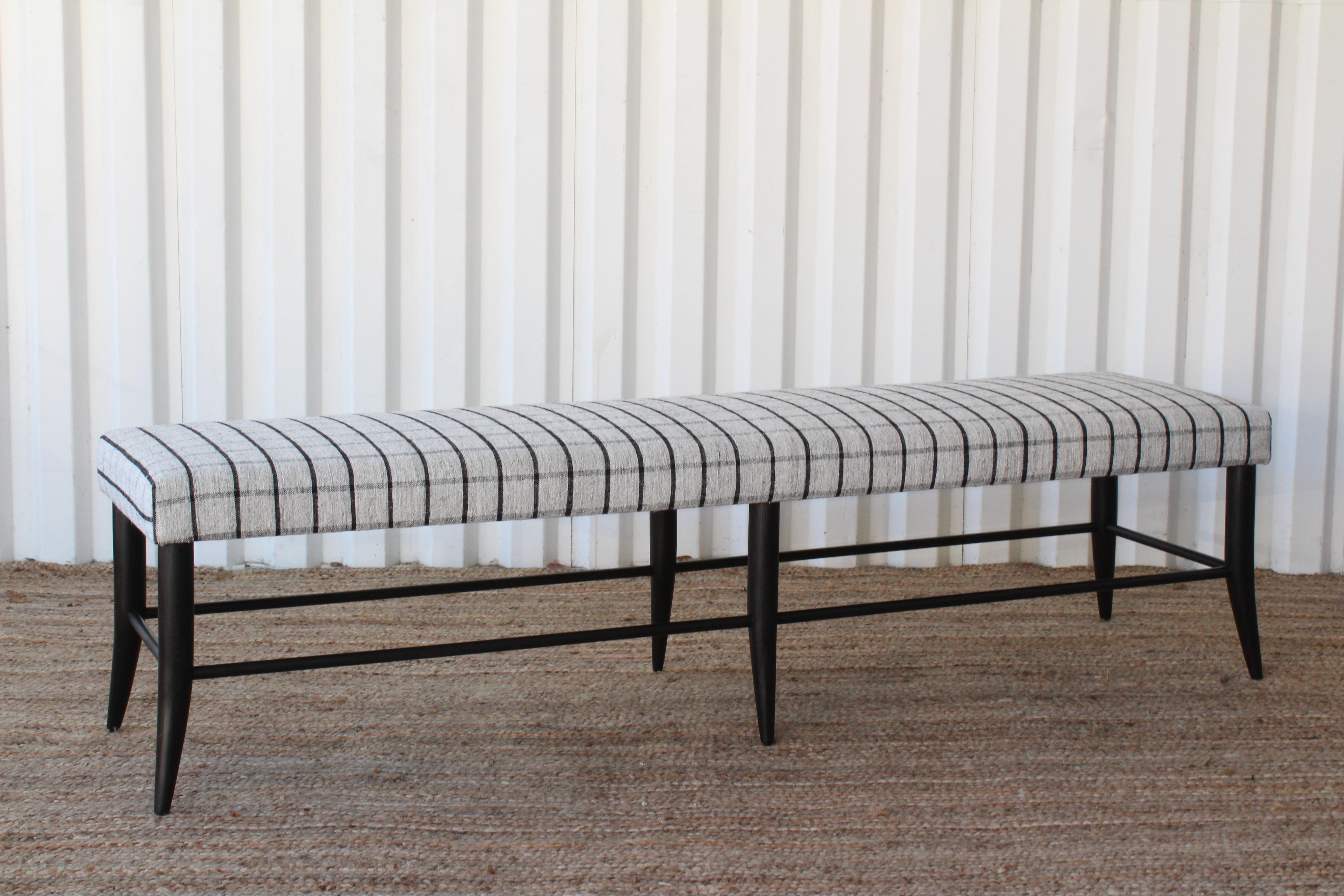 American Custom Croft Bench Upholstered in a Vintage Wool Textile