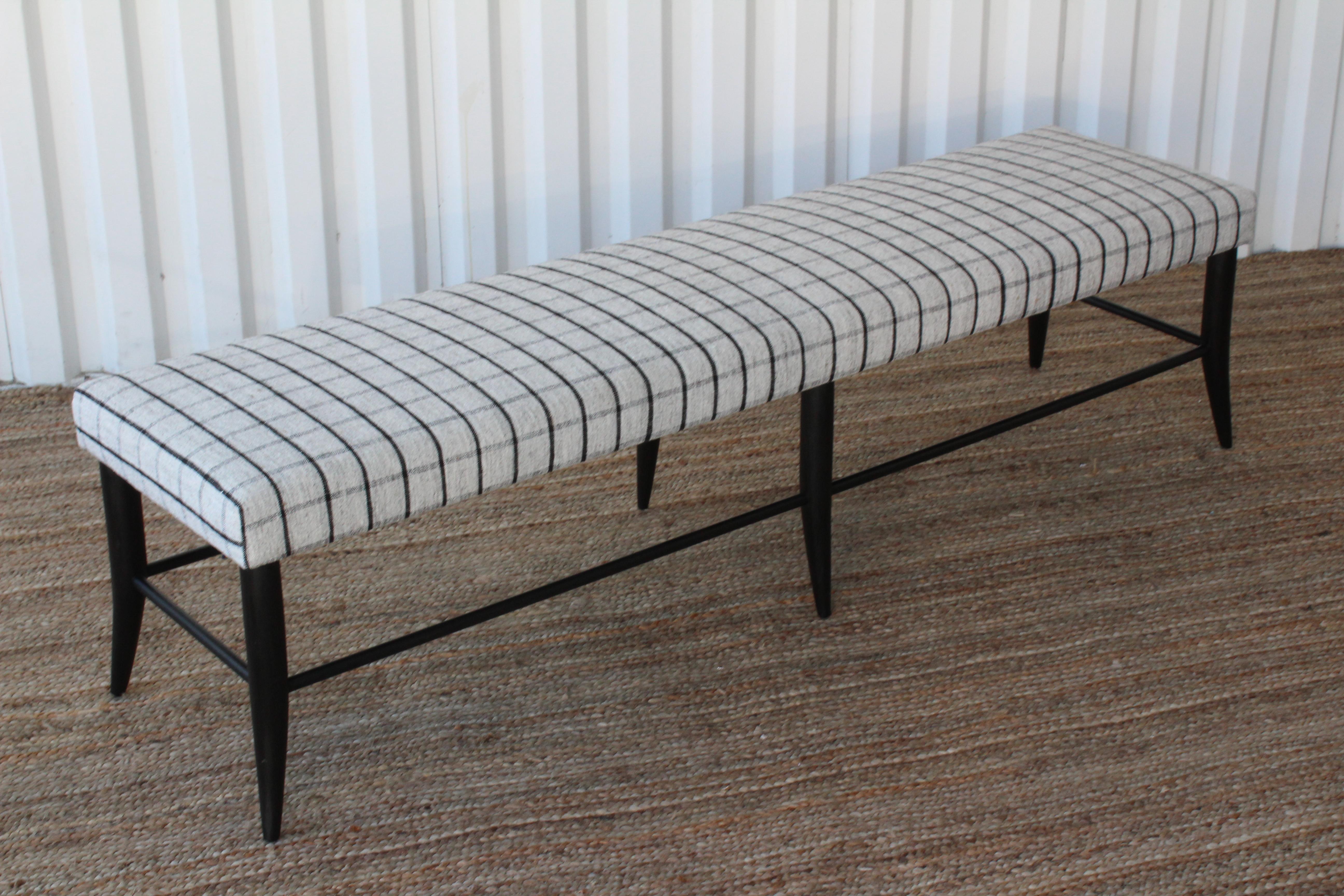 Custom Croft Bench Upholstered in a Vintage Wool Textile In New Condition In Los Angeles, CA