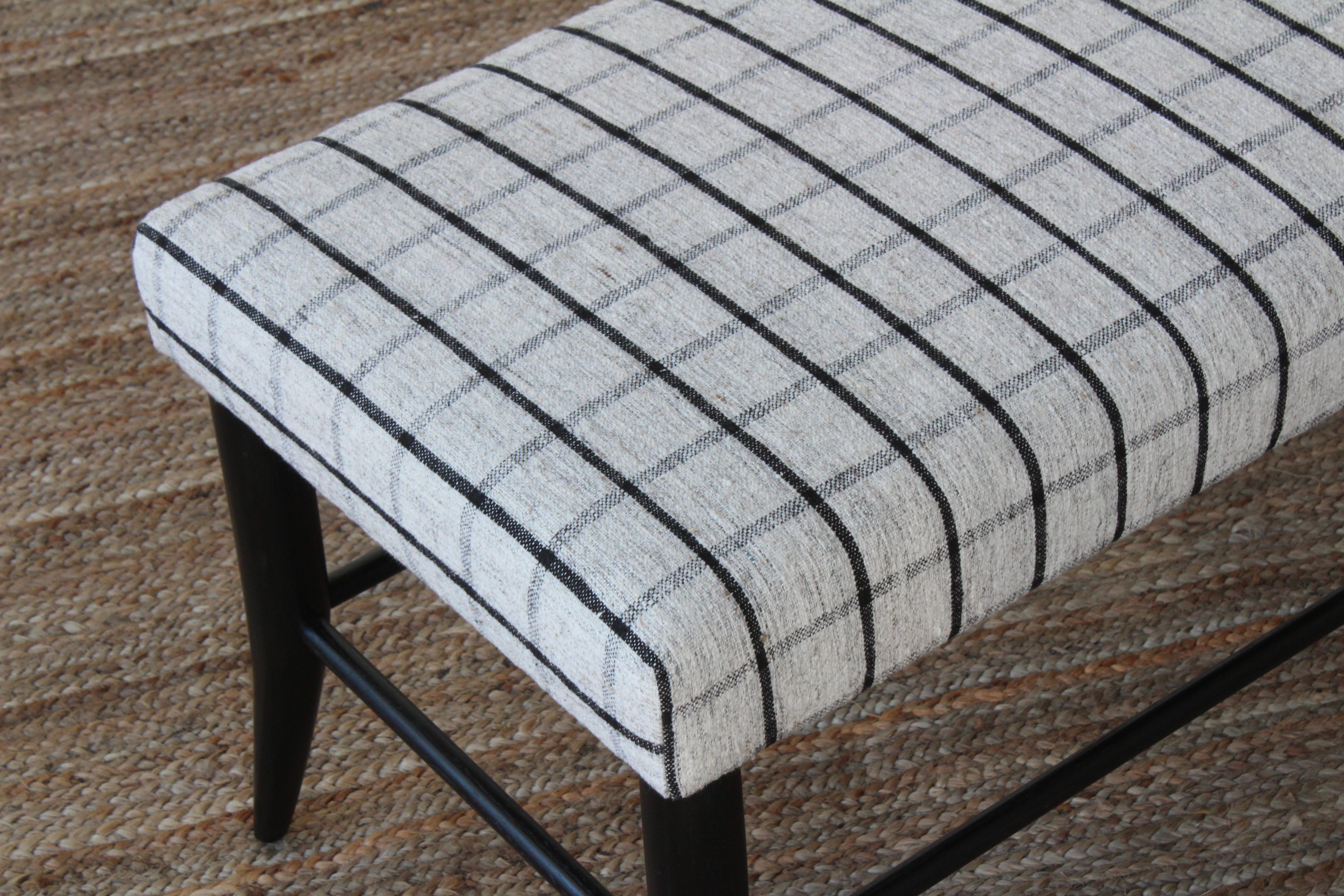 Custom Croft Bench Upholstered in a Vintage Wool Textile 2