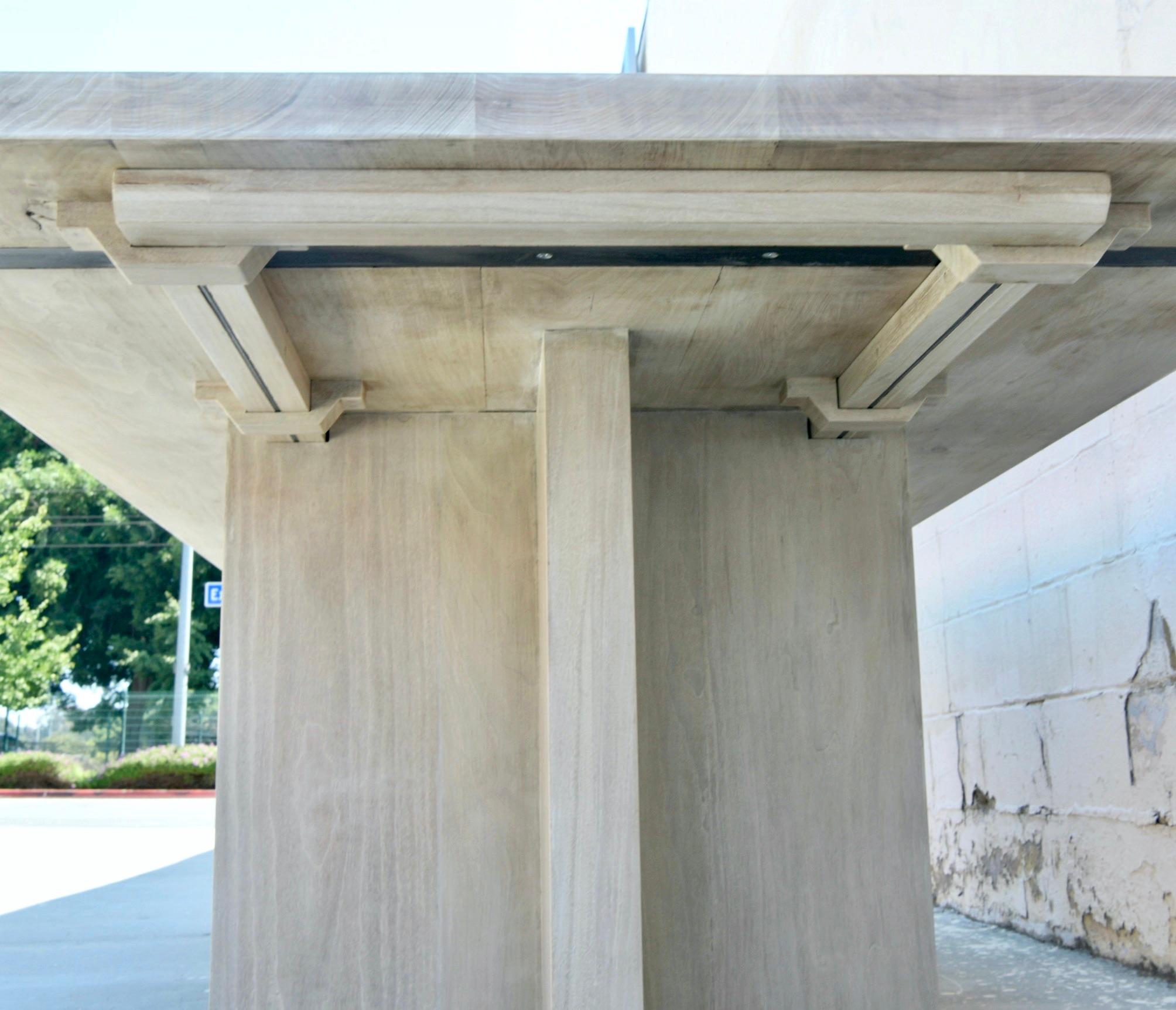 Modern Custom Cross Base Pedestal Table Made from Walnut For Sale