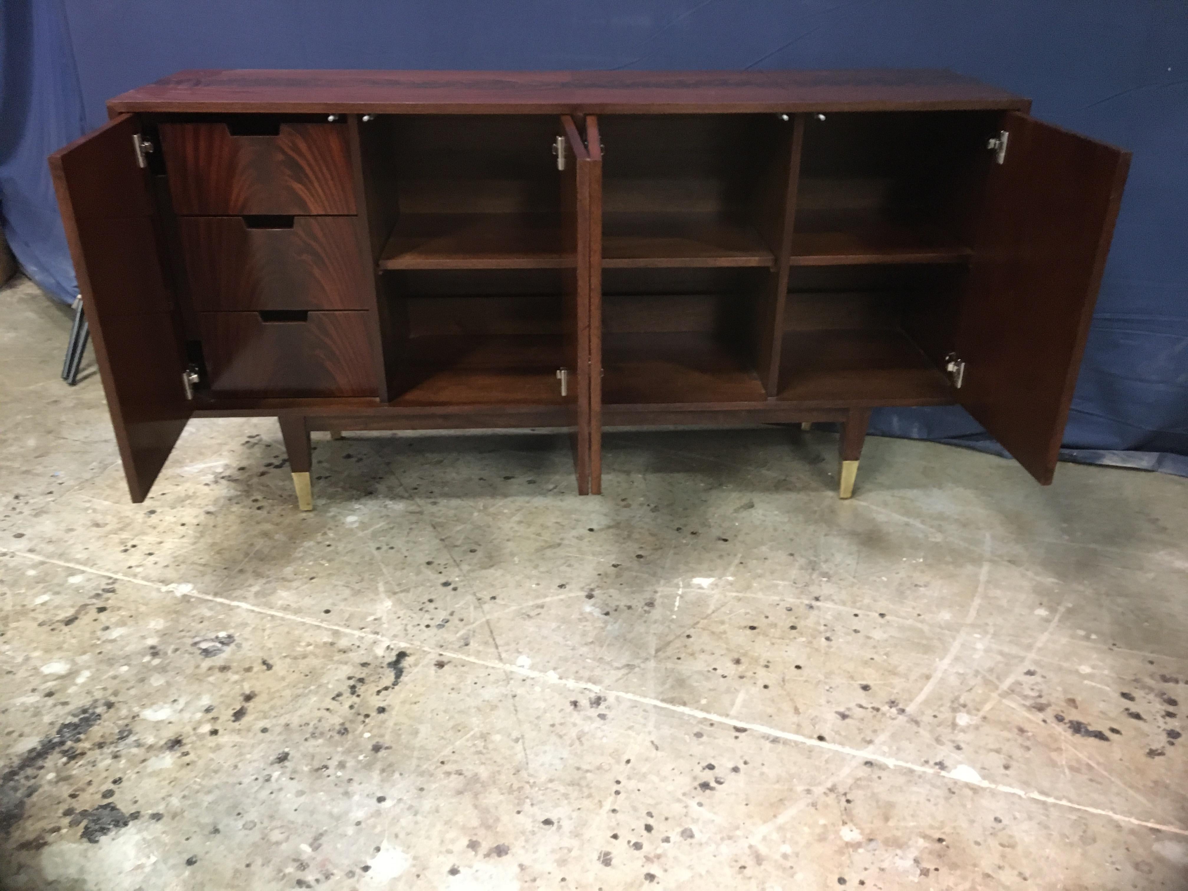 Custom Crotch Mahogany Midcentury Style Sideboard by Leighton Hall For Sale 5
