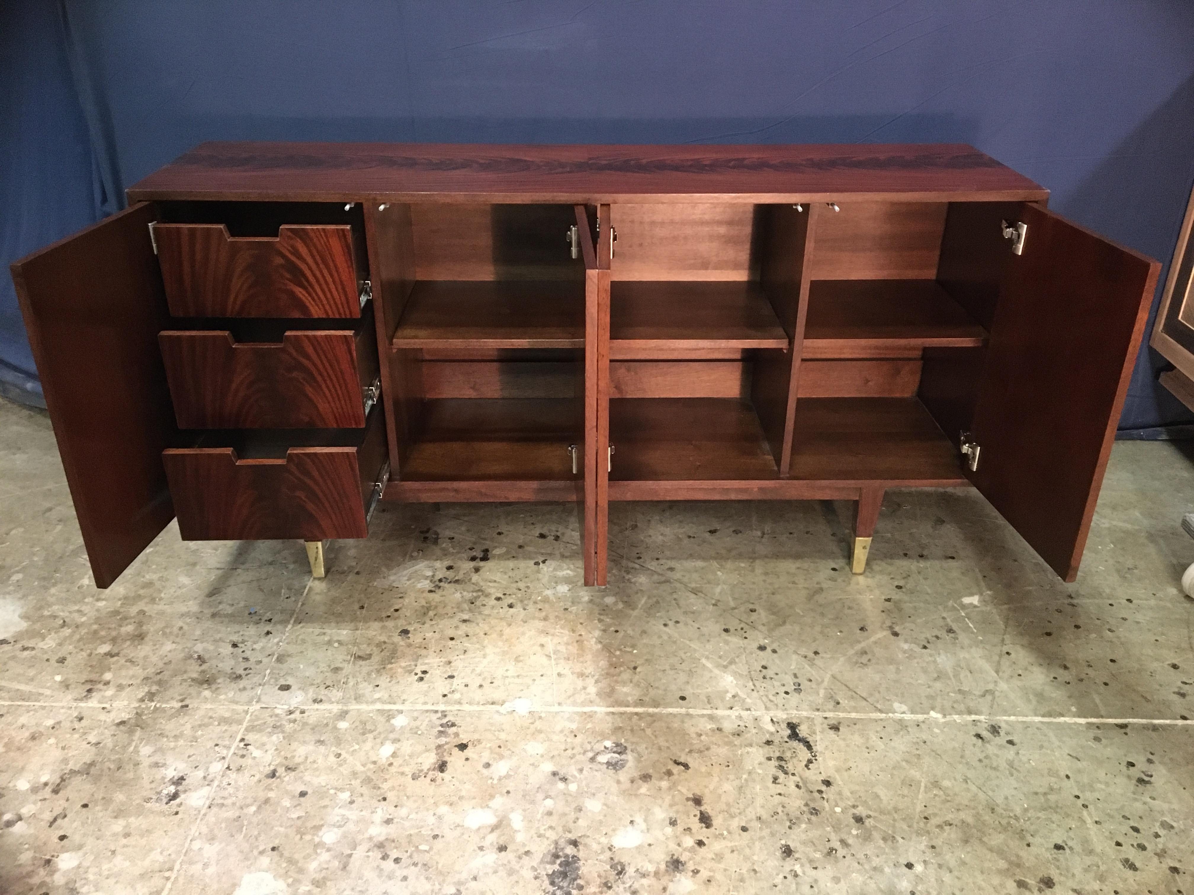 Custom Crotch Mahogany Midcentury Style Sideboard by Leighton Hall For Sale 6