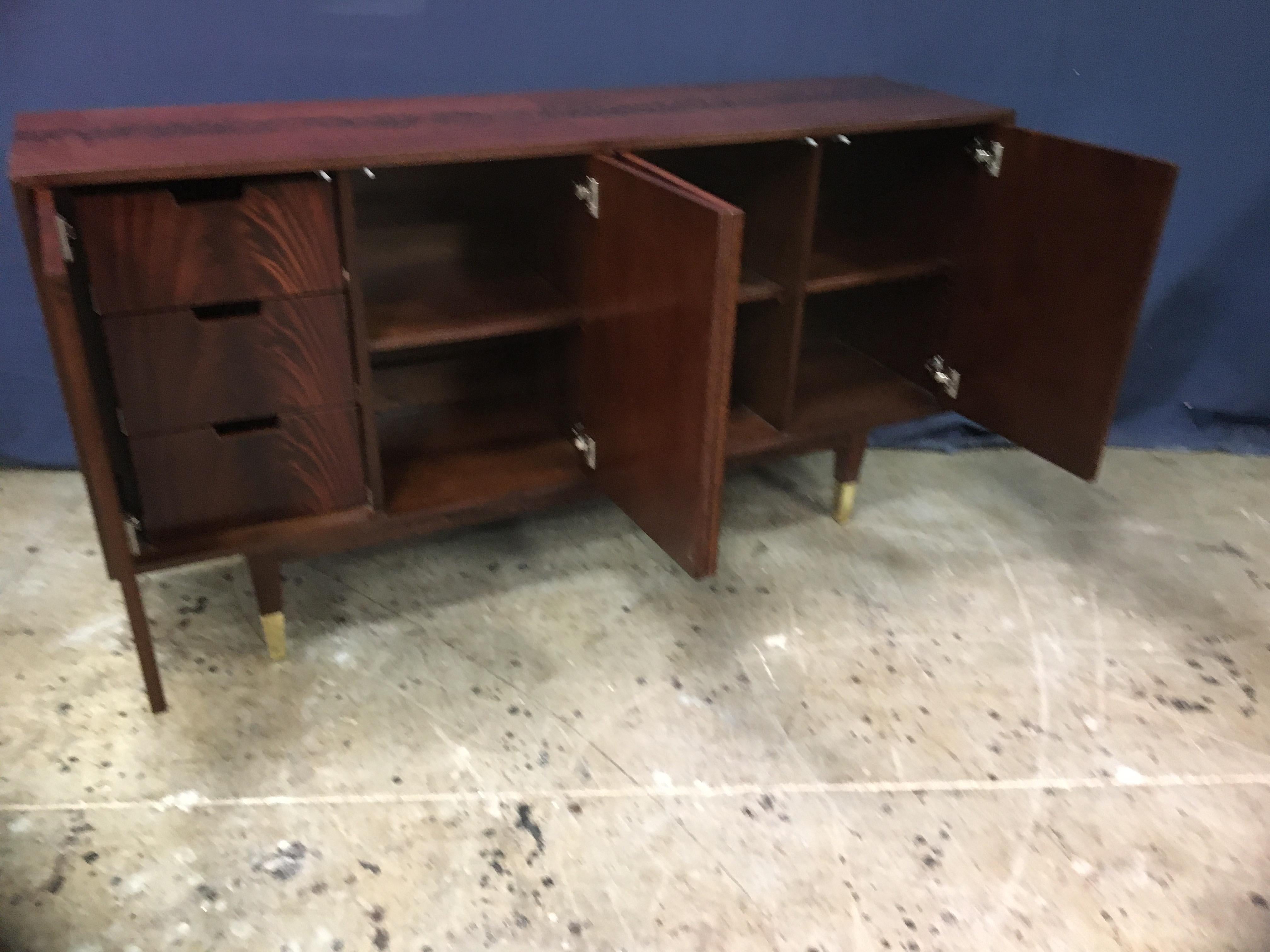 Custom Crotch Mahogany Midcentury Style Sideboard by Leighton Hall For Sale 7