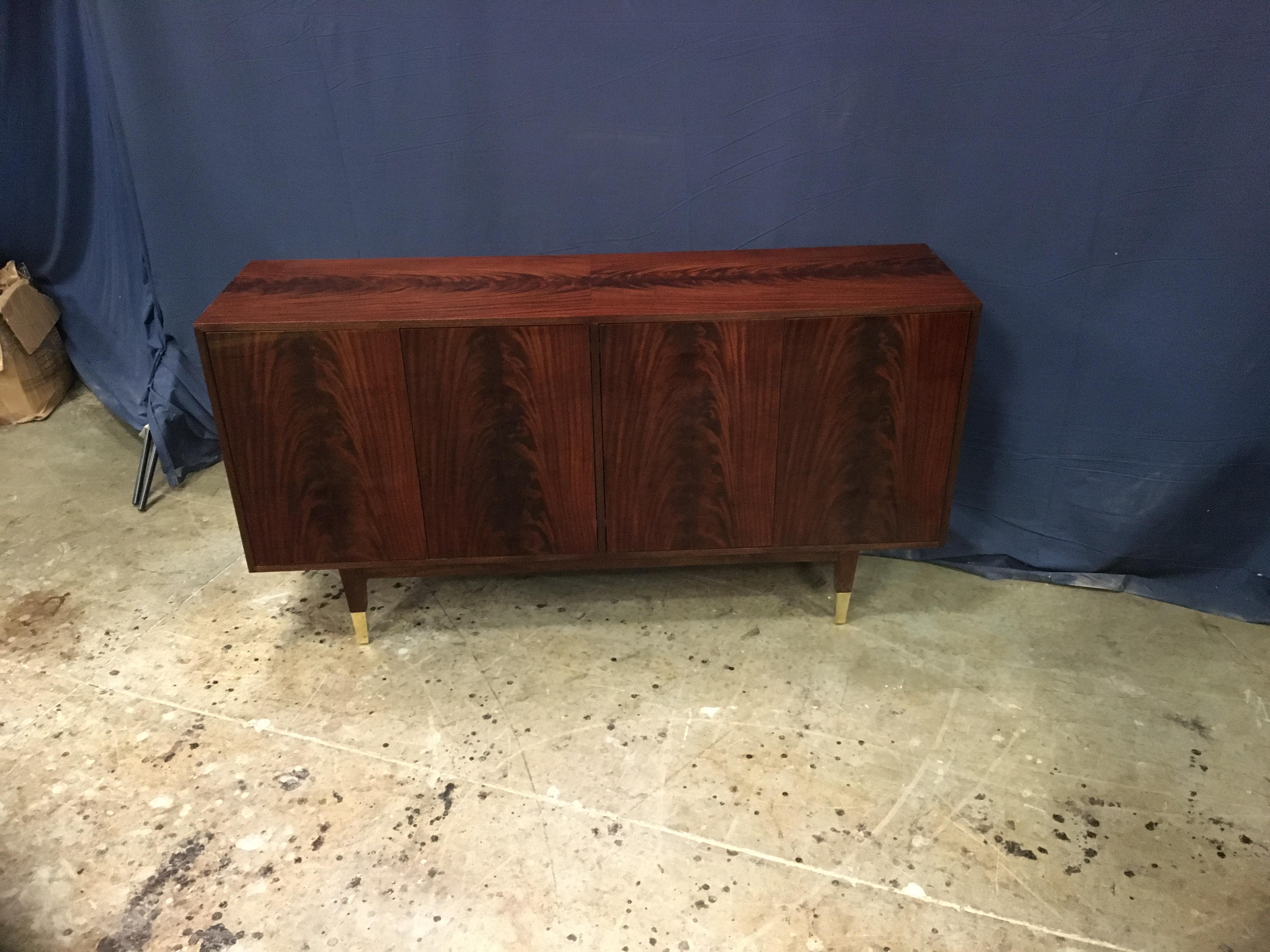 Custom Crotch Mahogany Midcentury Style Sideboard by Leighton Hall For Sale 2