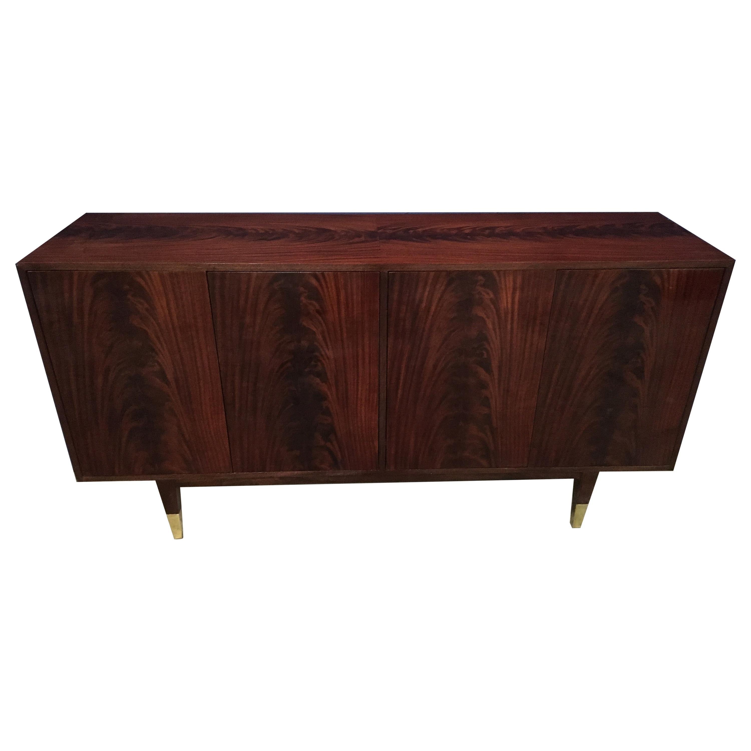 Custom Crotch Mahogany Midcentury Style Sideboard by Leighton Hall For Sale