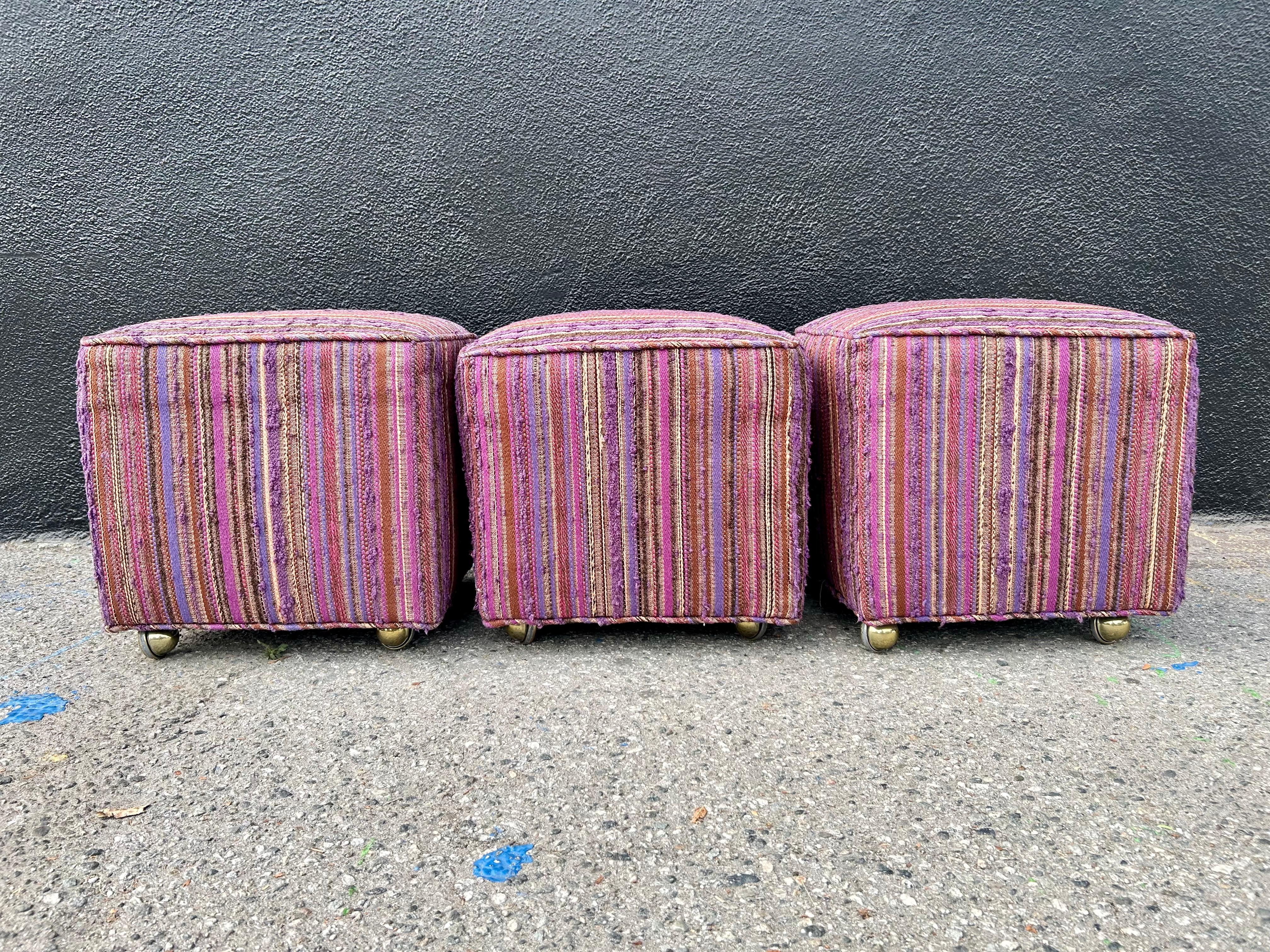 Mid-Century moderno Pouf / pouf a cubo personalizzati Dorothy Liebes Fabric in vendita