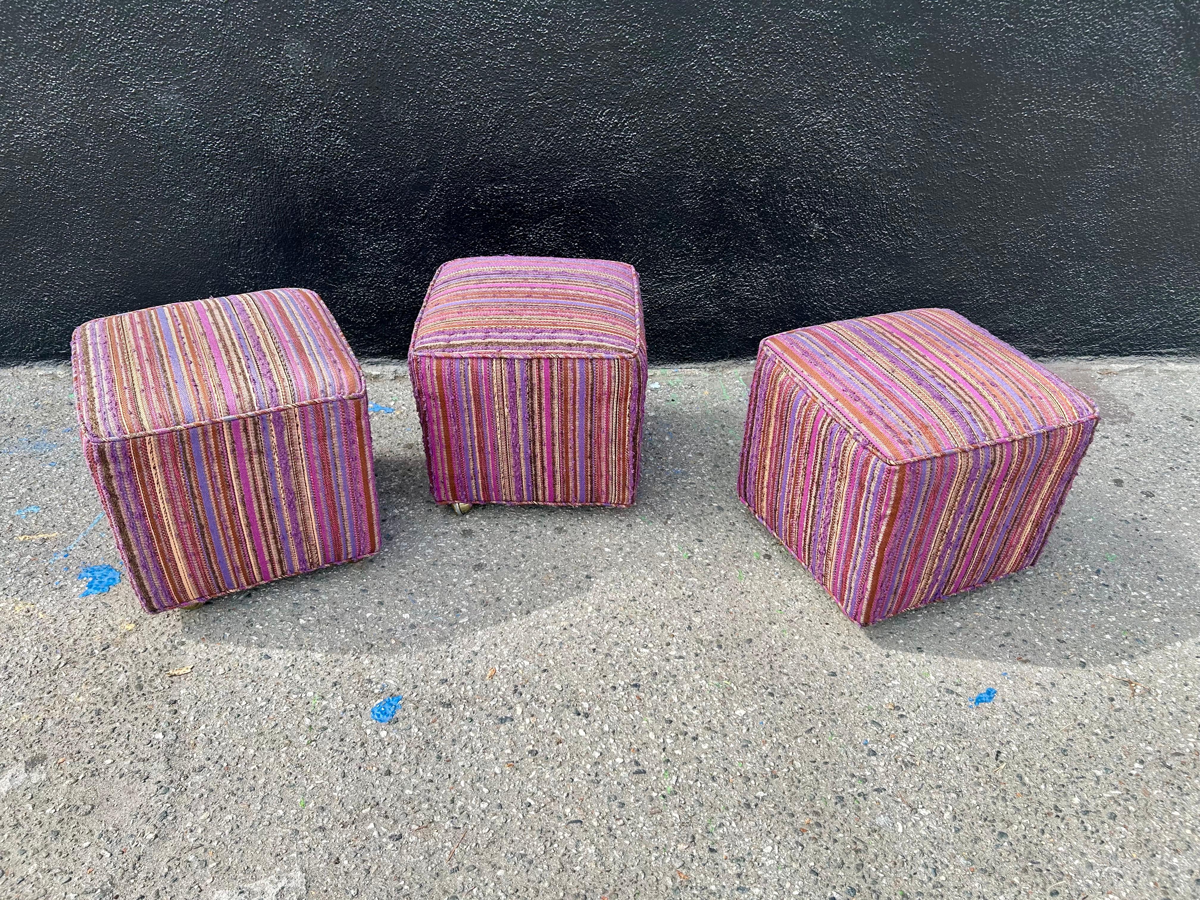 Americano Pouf / pouf a cubo personalizzati Dorothy Liebes Fabric in vendita