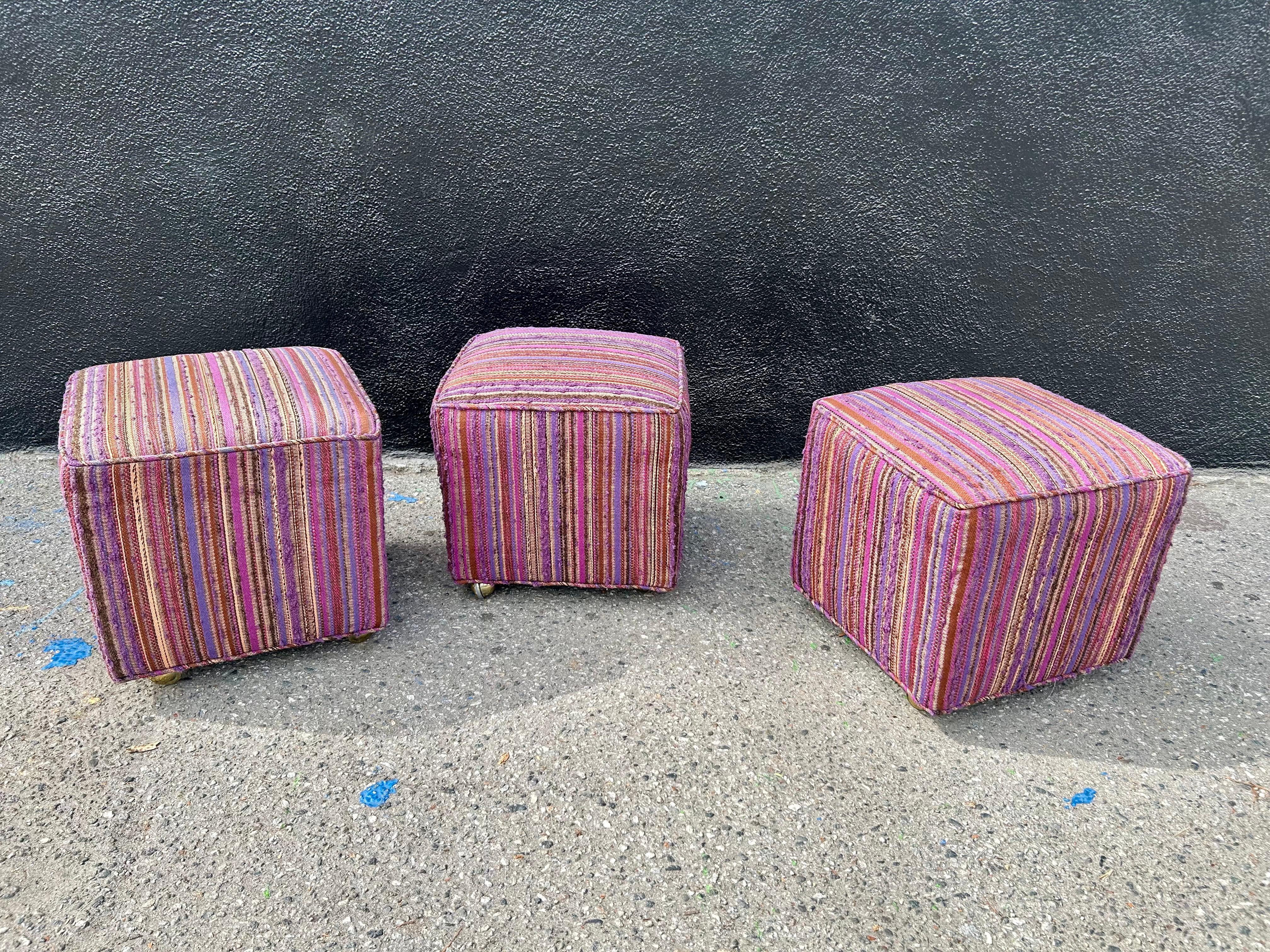 XX secolo Pouf / pouf a cubo personalizzati Dorothy Liebes Fabric in vendita