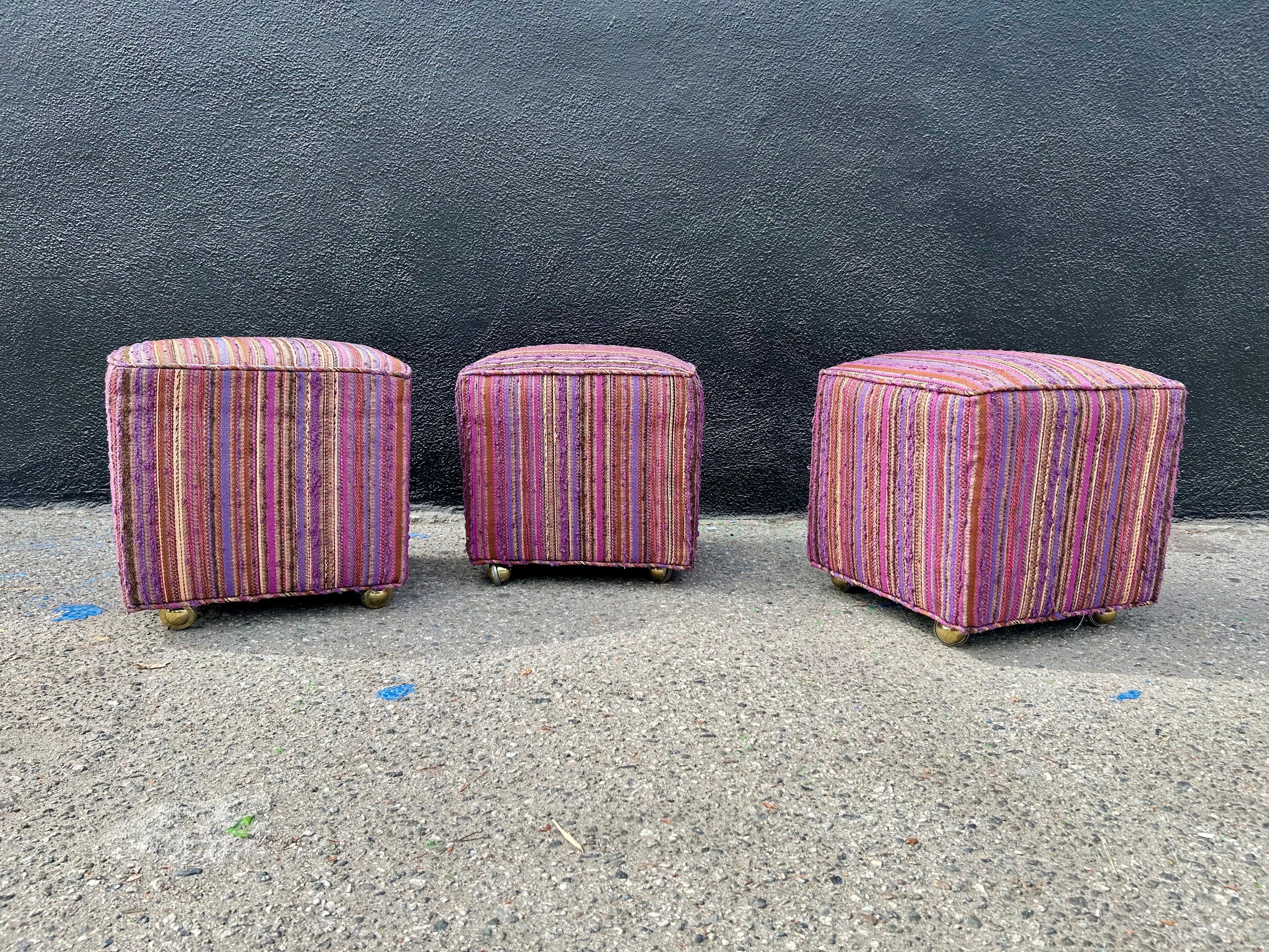 Pouf / pouf a cubo personalizzati Dorothy Liebes Fabric in vendita