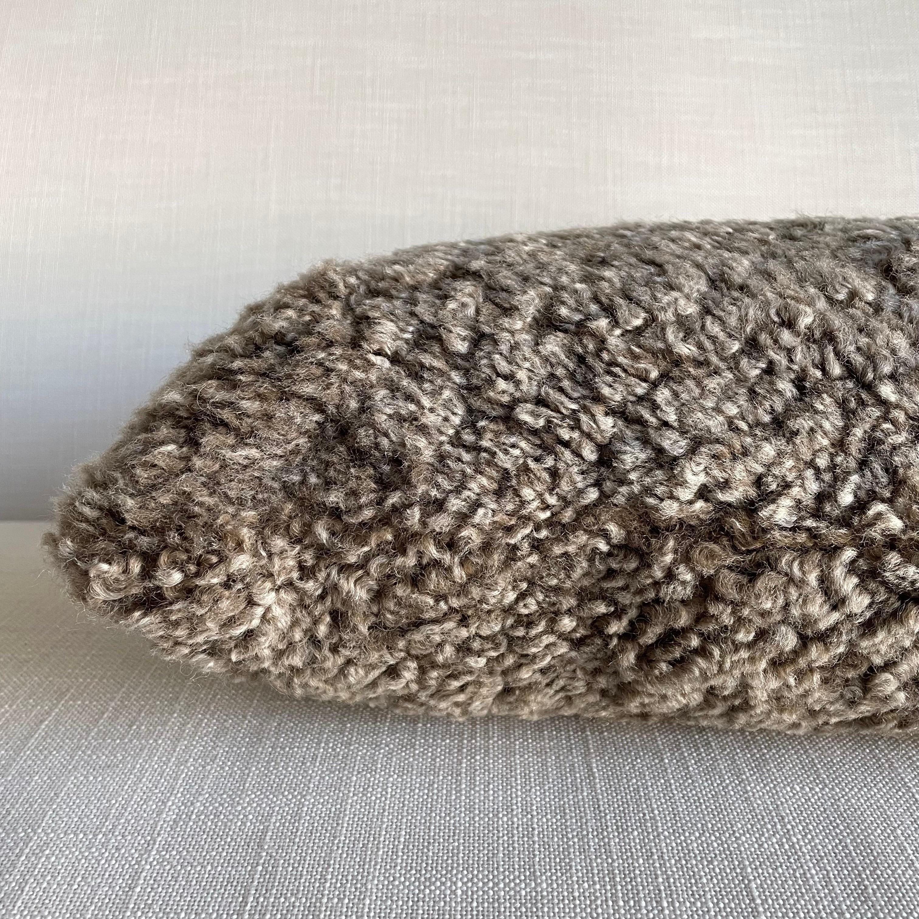 Custom Curly Shearling Lumbar Pillow in Mink Color For Sale 6