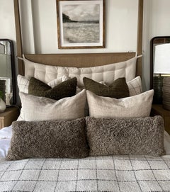 Custom Curly Shearling Lumbar Pillow in Mink Color