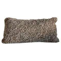 Custom Curly Shearling Lumbar Pillow in Mink Color