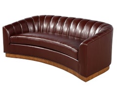 Custom Curved Channel Back Leather Sofa by Carrocel