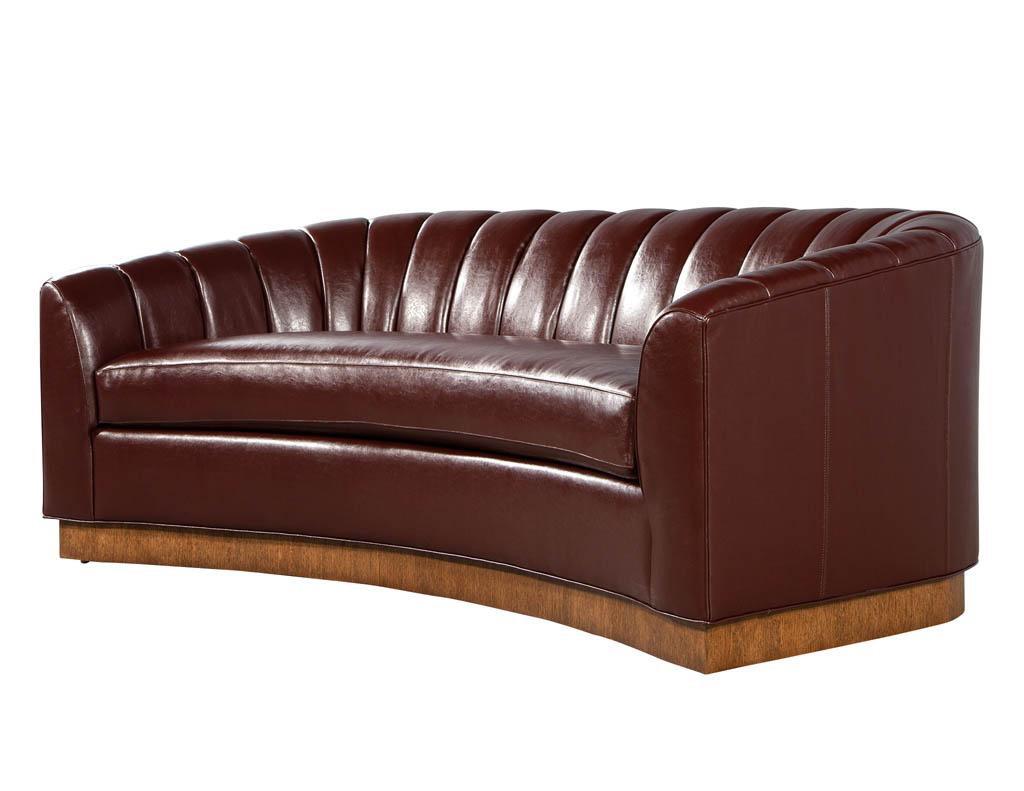 Custom Curved Channel Back Leather Sofa by Carrocel In New Condition For Sale In North York, ON