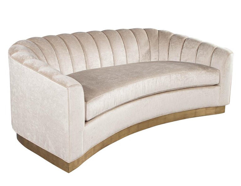 Custom Curved Channel Back Sofa By