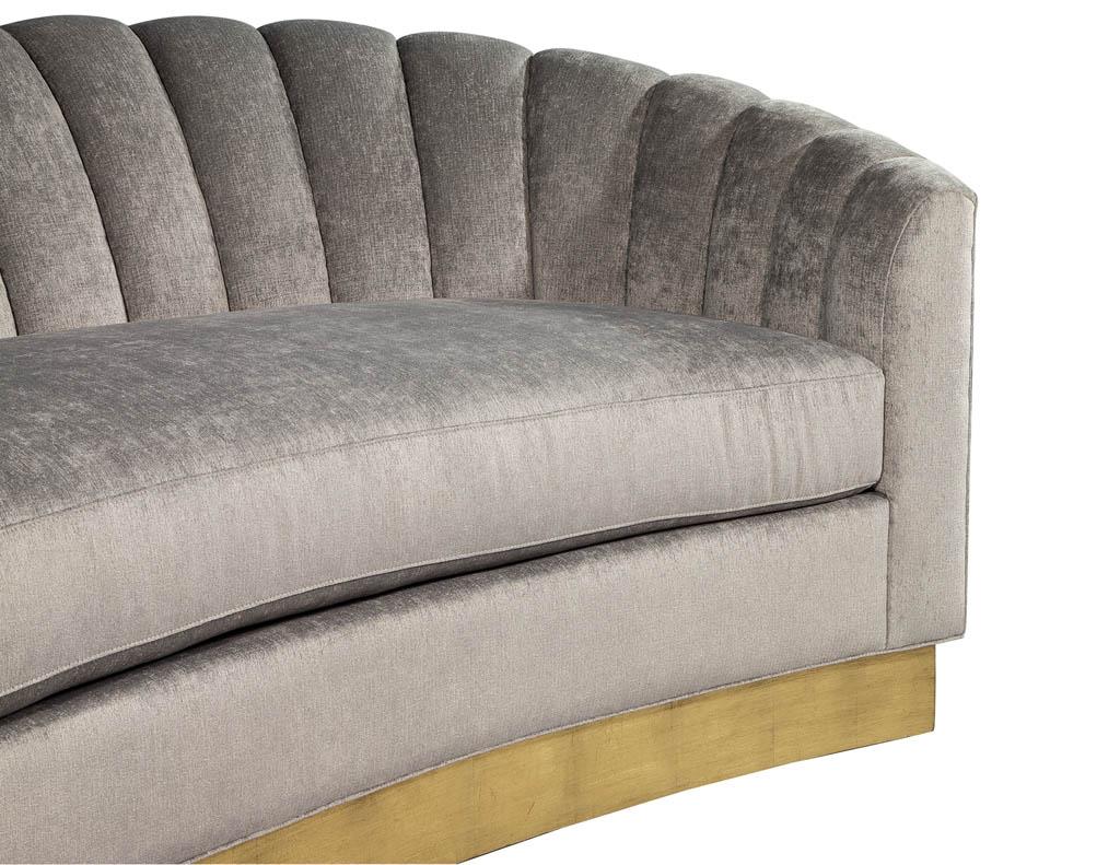 Custom Curved Channel Back Sofa with Gold Leaf Base For Sale 1