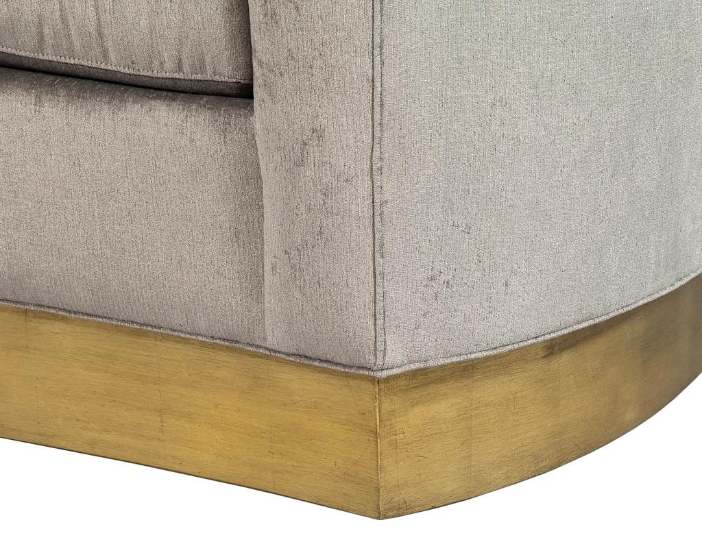 Custom Curved Channel Back Sofa with Gold Leaf Base For Sale 2