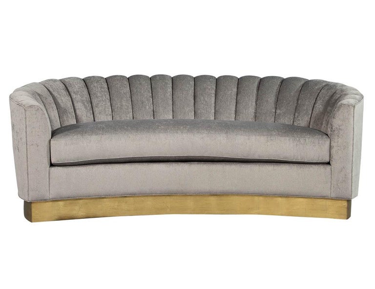 Custom Curved Channel Back Sofa With