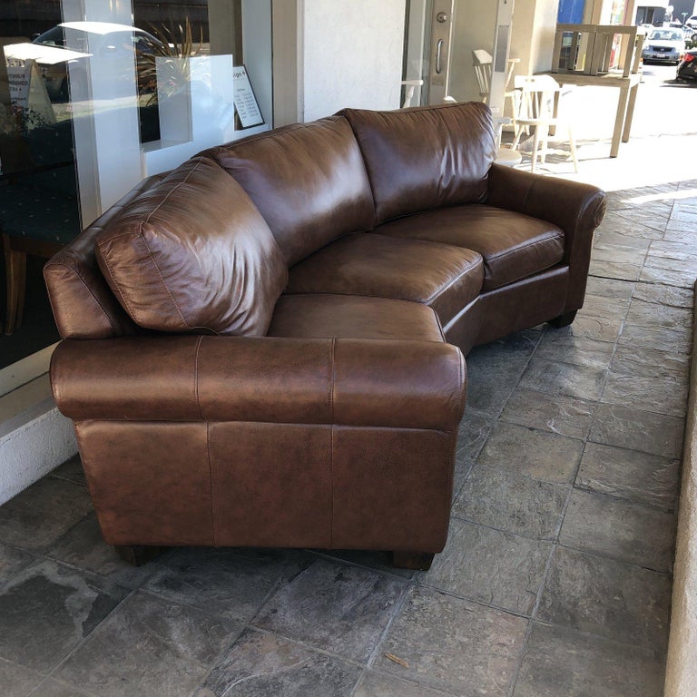 Custom Curved Leather Sofa by Omnia Leather at 1stDibs