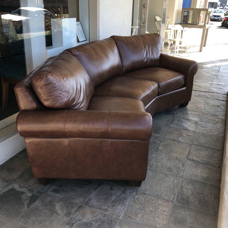 Custom Curved Leather Sofa By Omnia Leather At 1stdibs