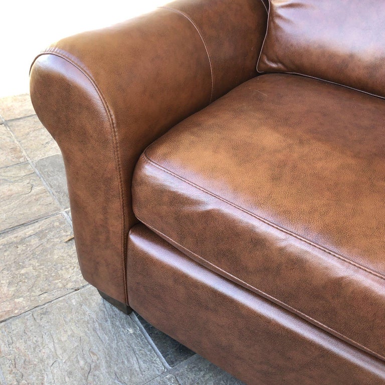 Custom Curved Leather Sofa by Omnia Leather at 1stDibs