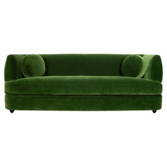Custom Curved Modern Velvet Sofa with Bolster Cushions