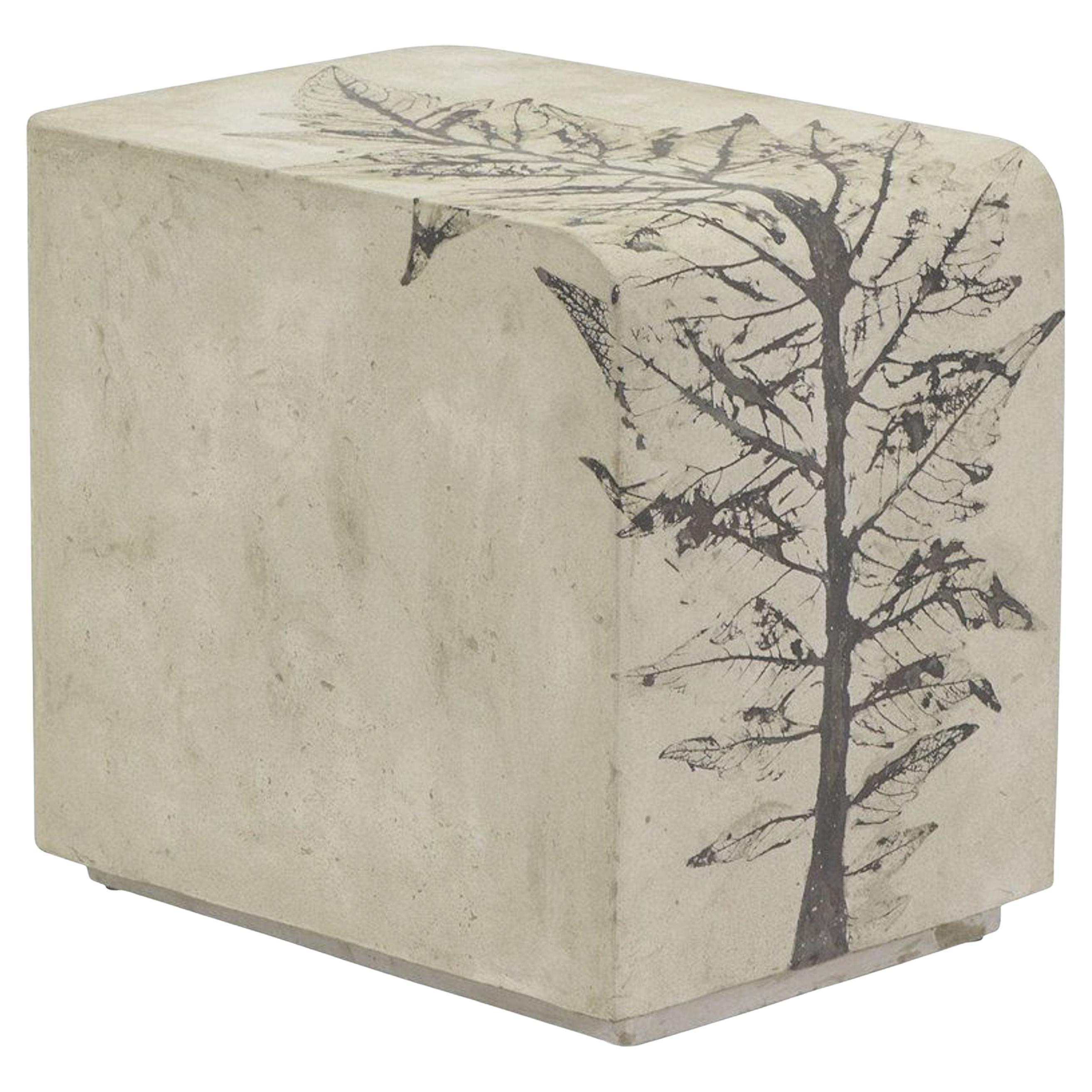 Custom Curved Rectangular Concrete Couch or Bedside Table, 'Waterfall'