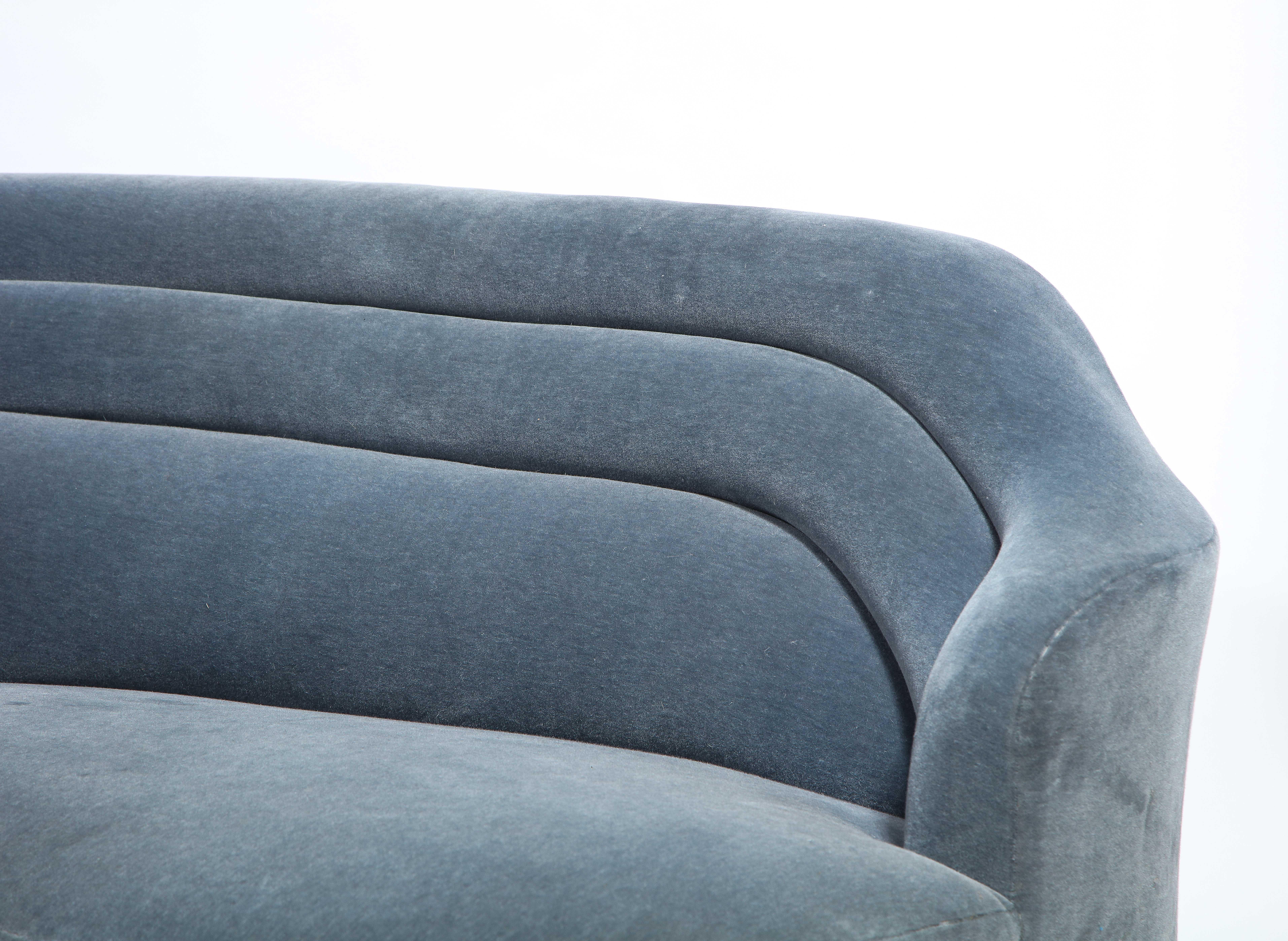 Mohair Curved Sofa by FERRER, USA