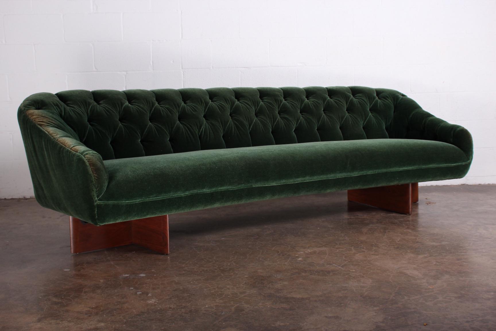 Mohair Custom Curved Sofa Attributed to Vladimir Kagan