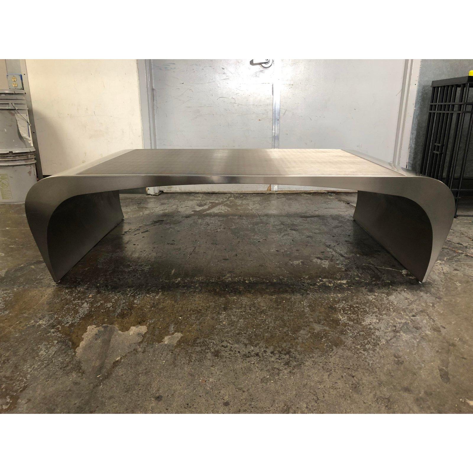 Custom Curved Steel Coffee Table For Sale 3