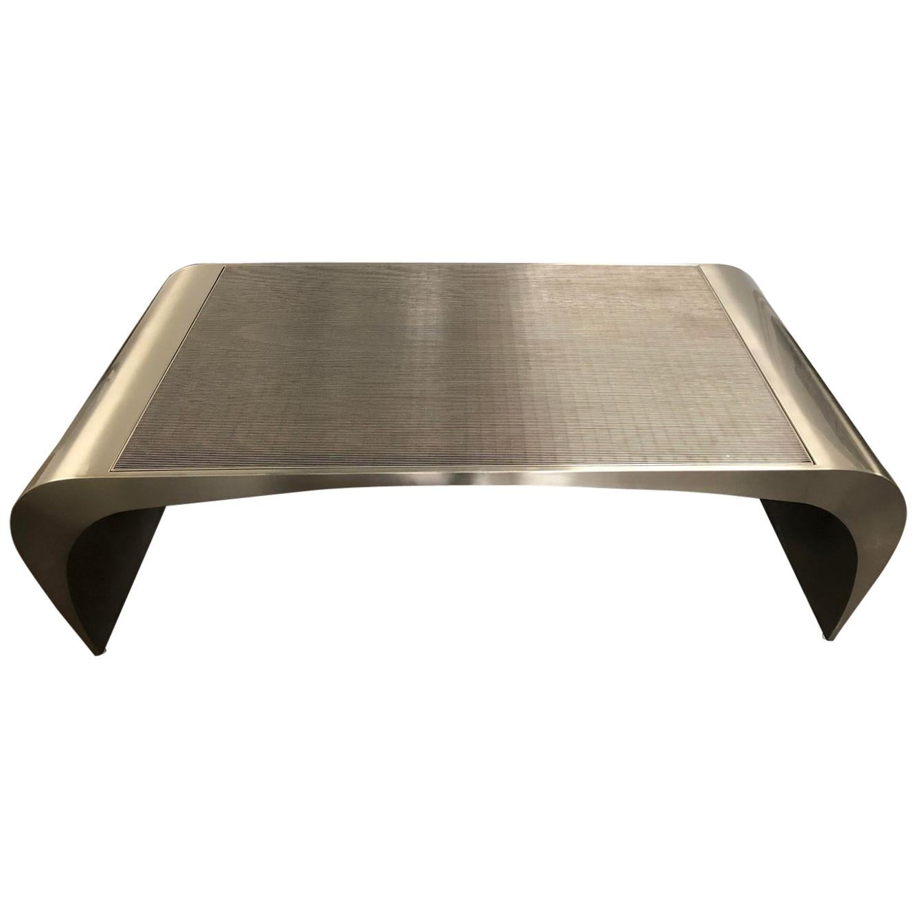 Custom Curved Steel Coffee Table For Sale